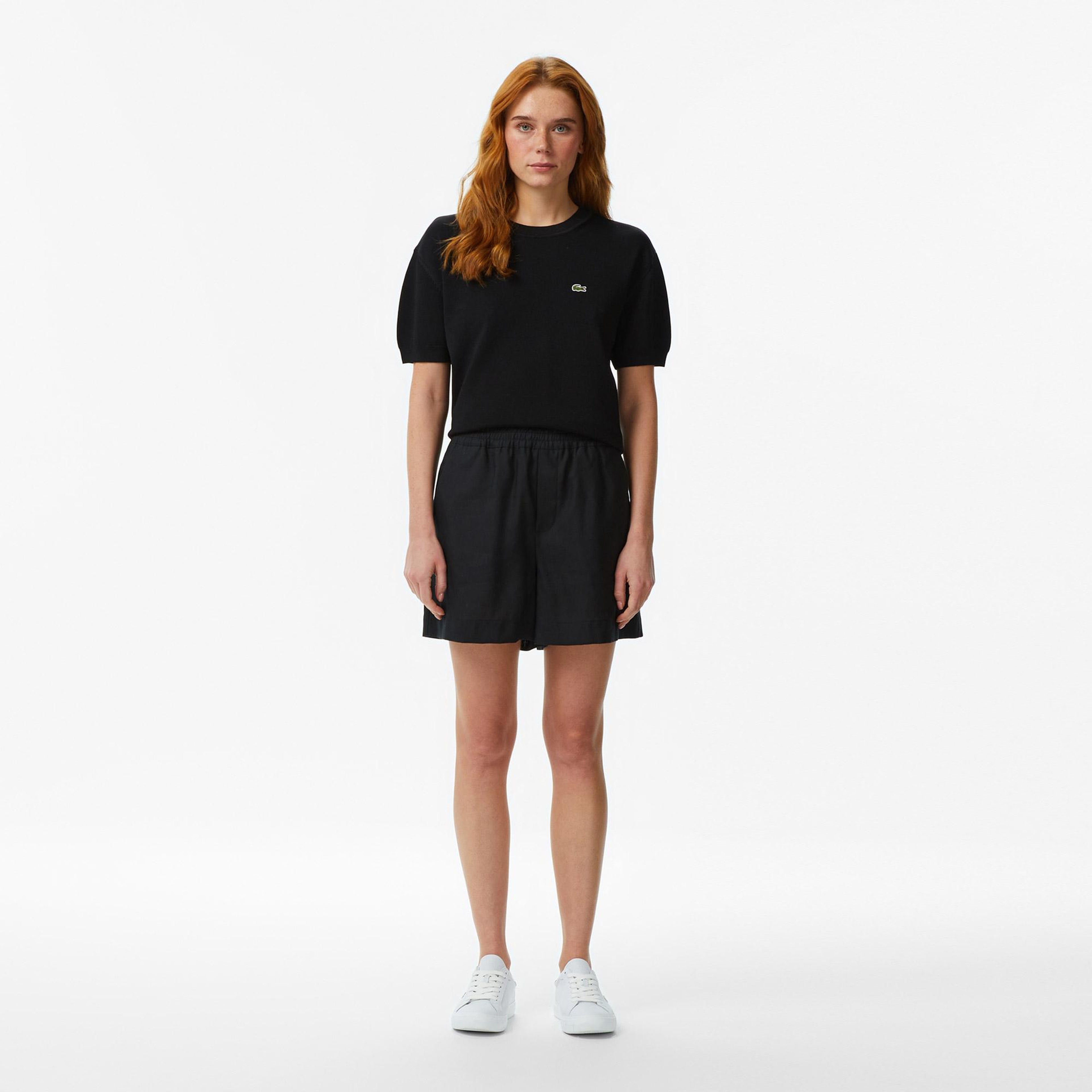 Lacoste Kadın Relaxed Fit Siyah Bermuda Şort