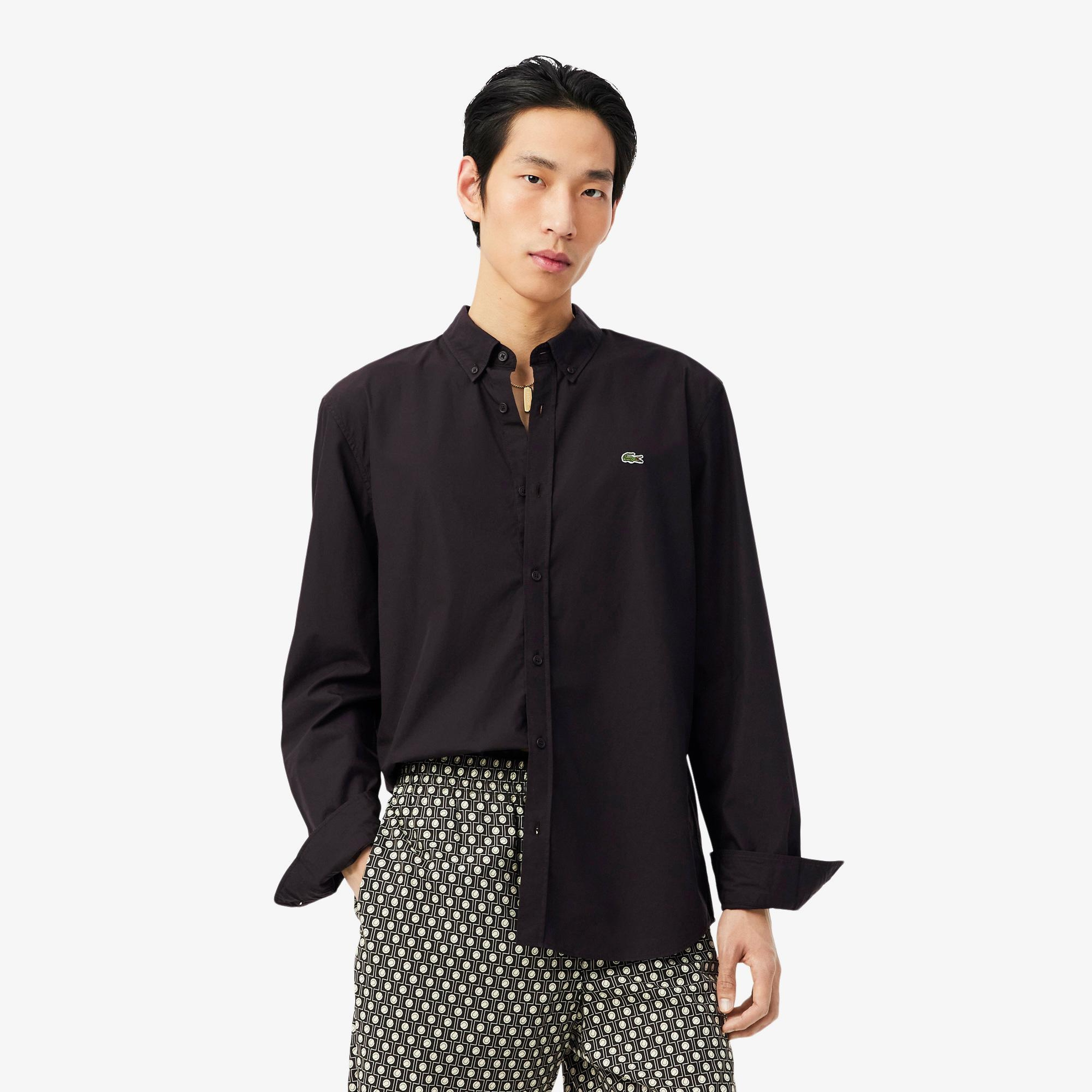 Lacoste Erkek Regular Fit Düğmeli Yaka Kahverengi Gömlek