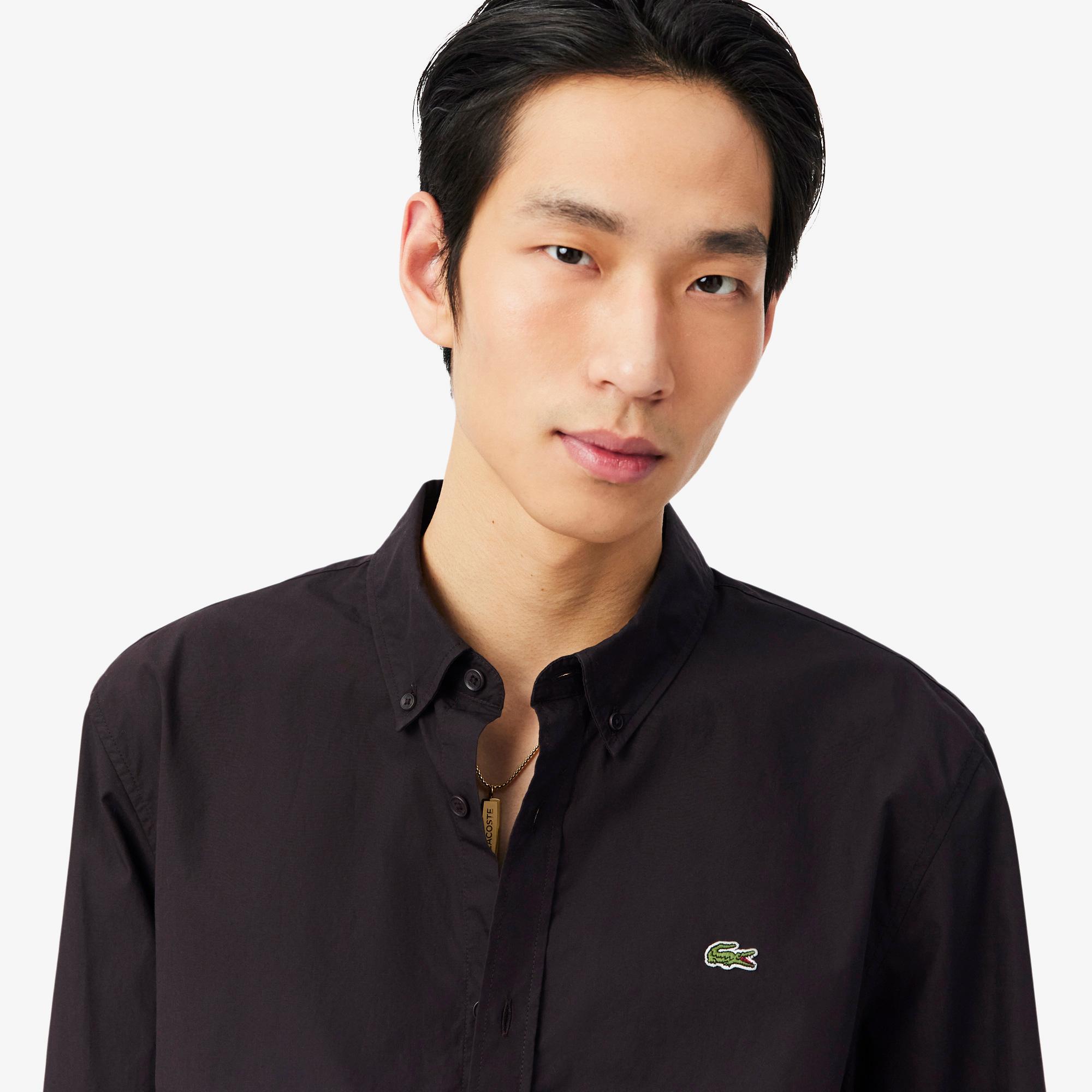 Lacoste Erkek Regular Fit Düğmeli Yaka Kahverengi Gömlek