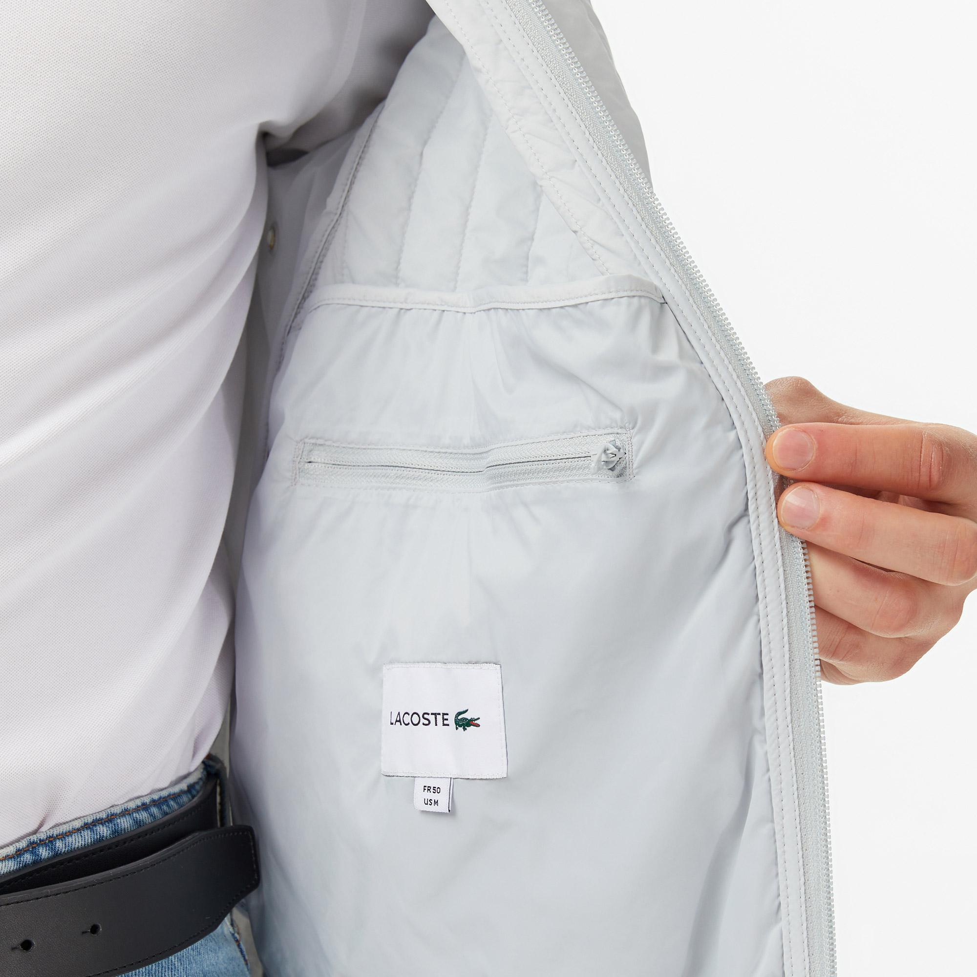 Lacoste Erkek Relaxed Fit Fermuarlı Gri Bomber Ceket