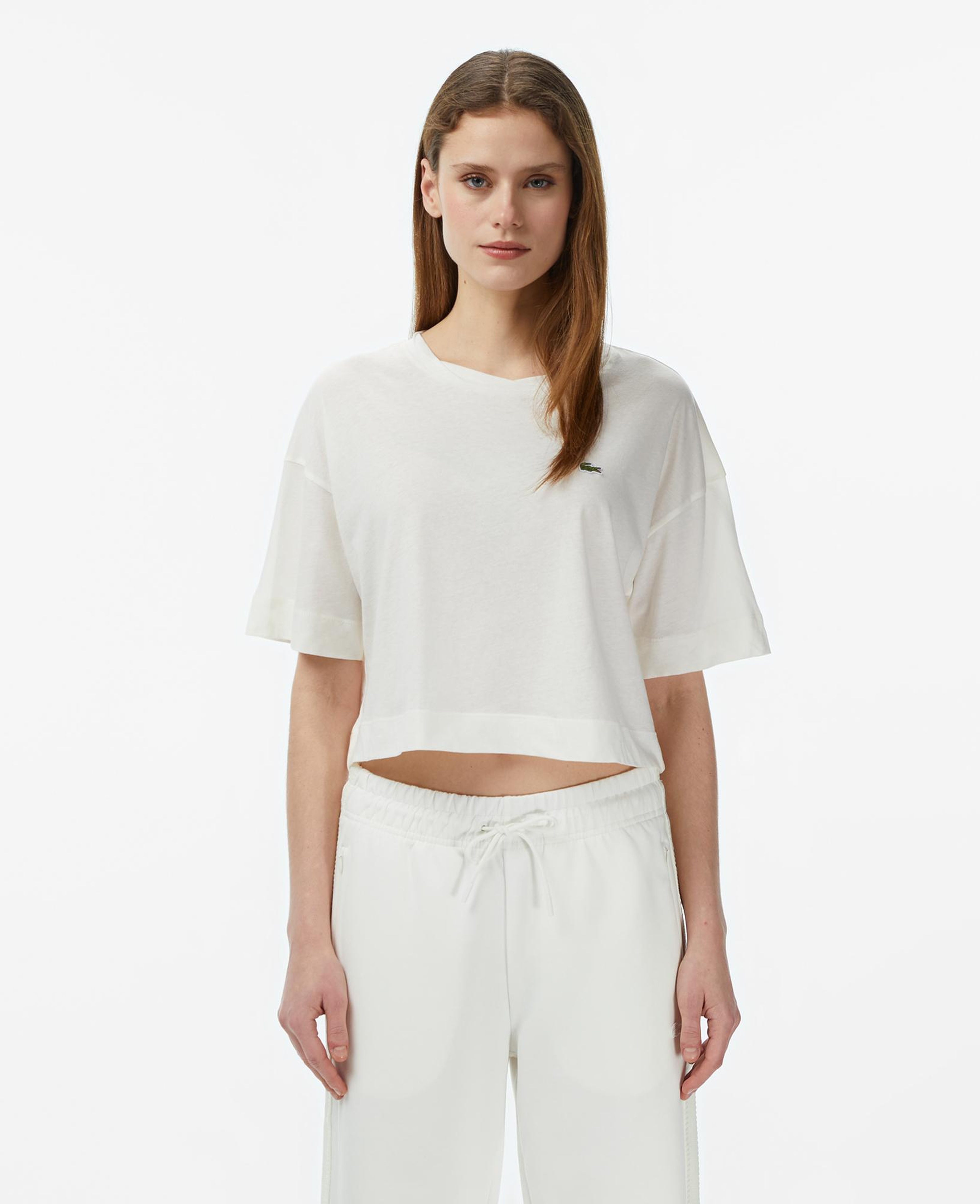 Lacoste Kadın Bisiklet Yaka Krem T-Shirt