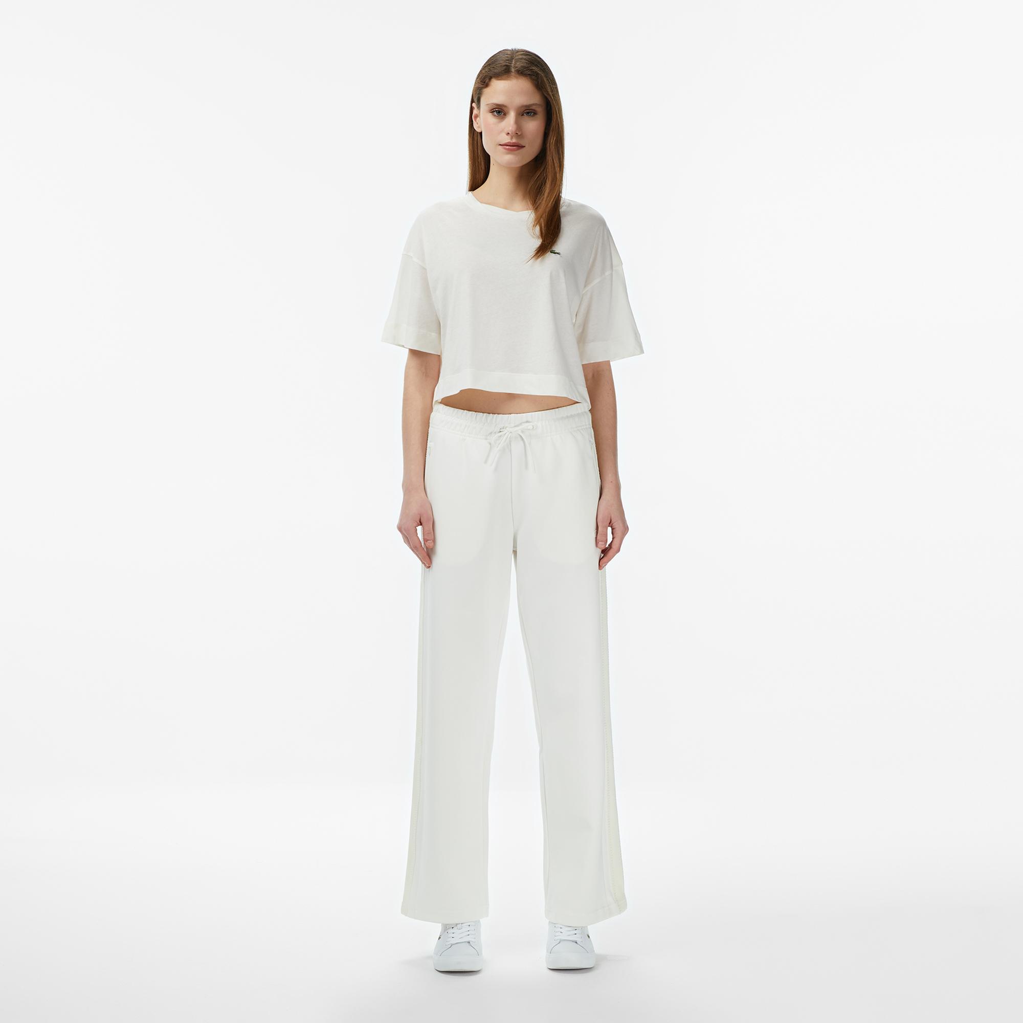 Lacoste Kadın Bisiklet Yaka Krem T-Shirt