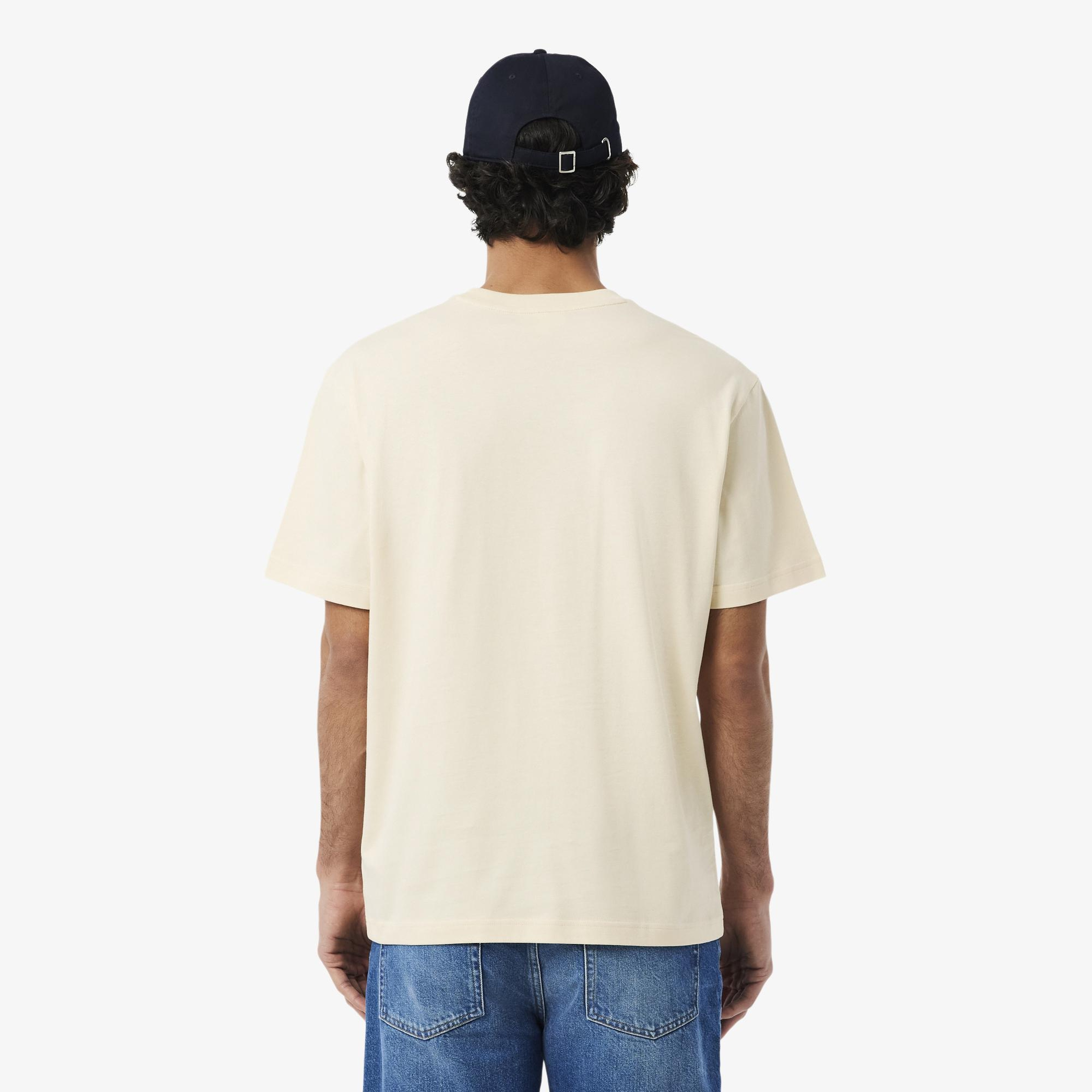Lacoste Erkek Classic Fit Bisiklet Yaka Bej T-Shirt
