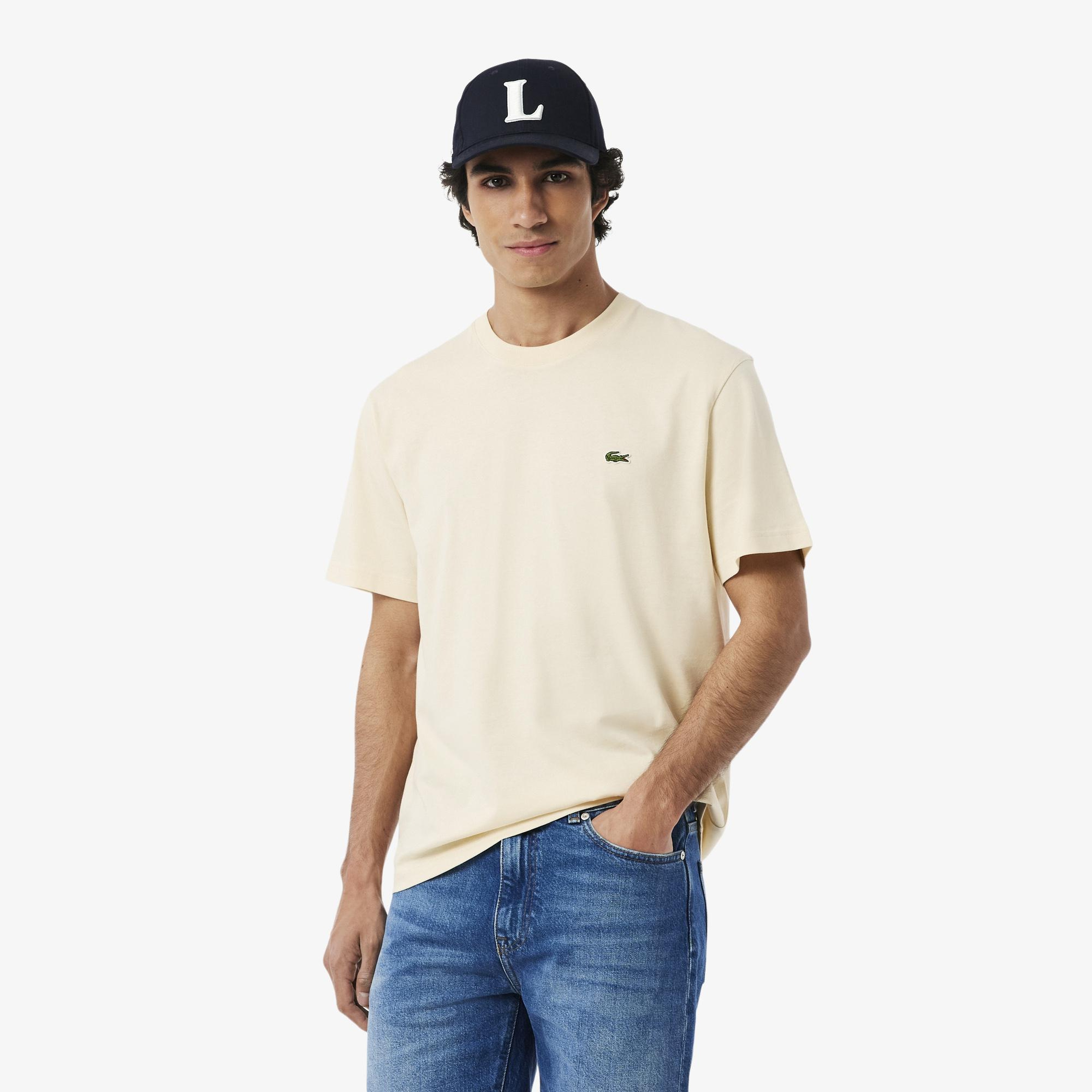 Lacoste Erkek Classic Fit Bisiklet Yaka Bej T-Shirt