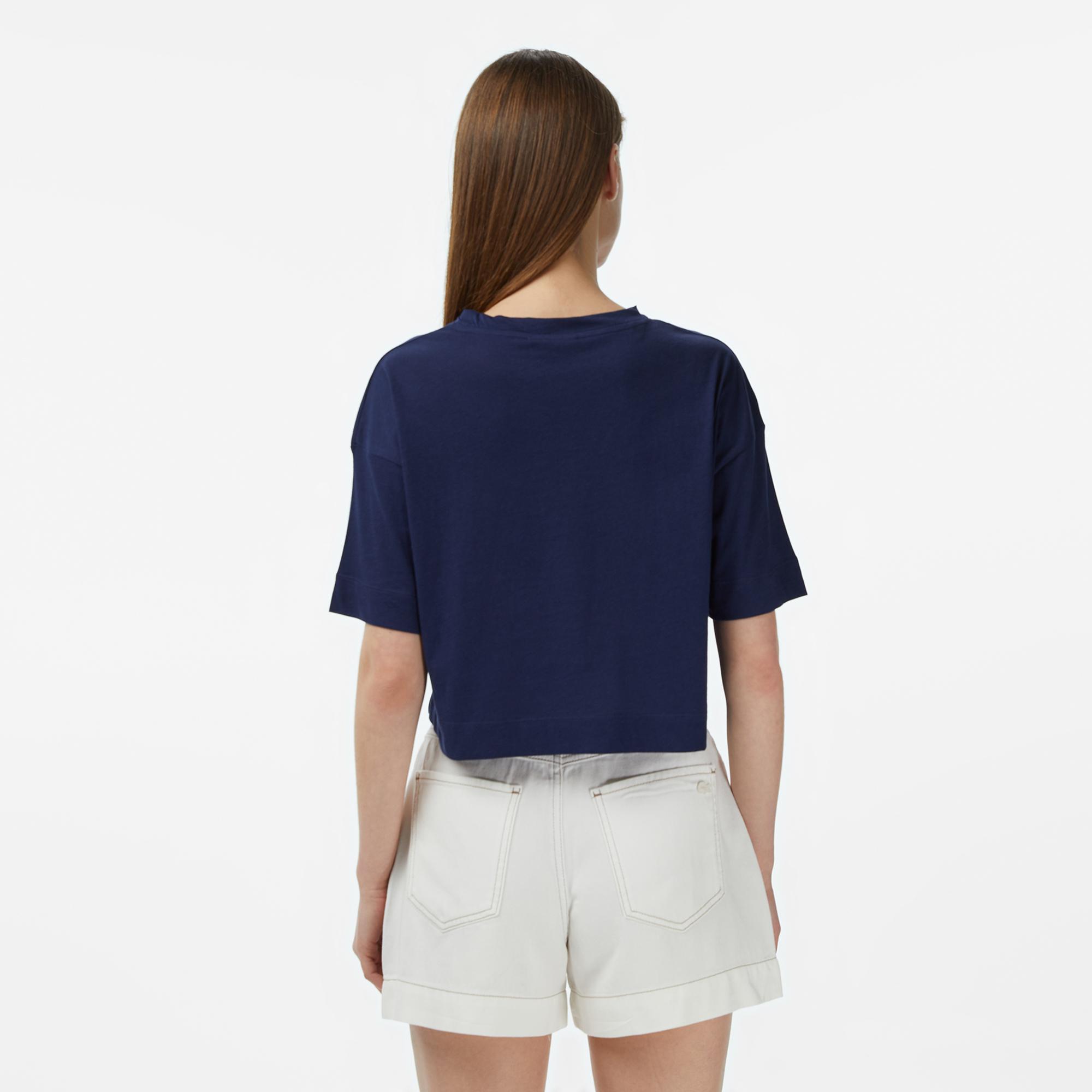 Lacoste Kadın Bisiklet Yaka Lacivert T-Shirt