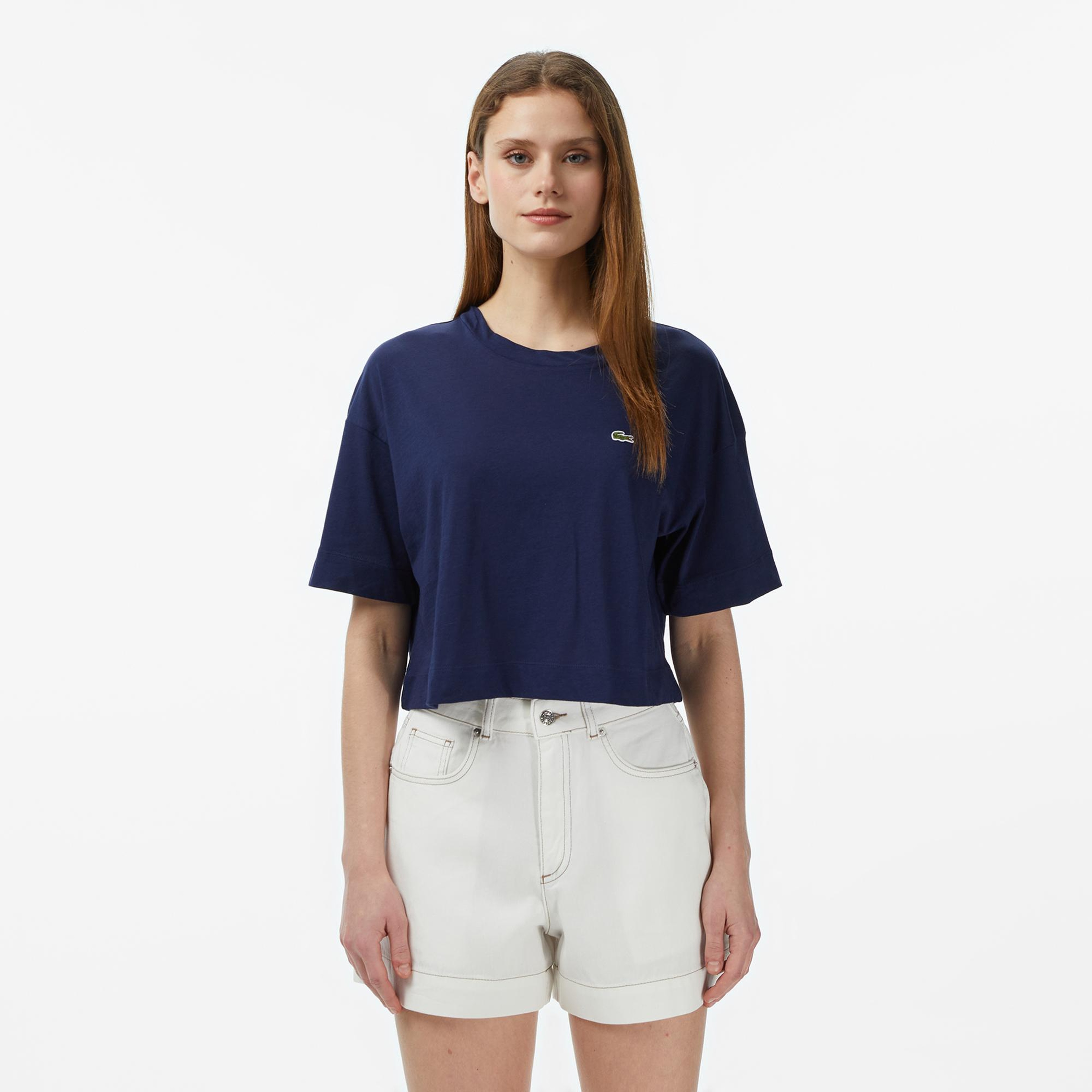 Lacoste Kadın Bisiklet Yaka Lacivert T-Shirt