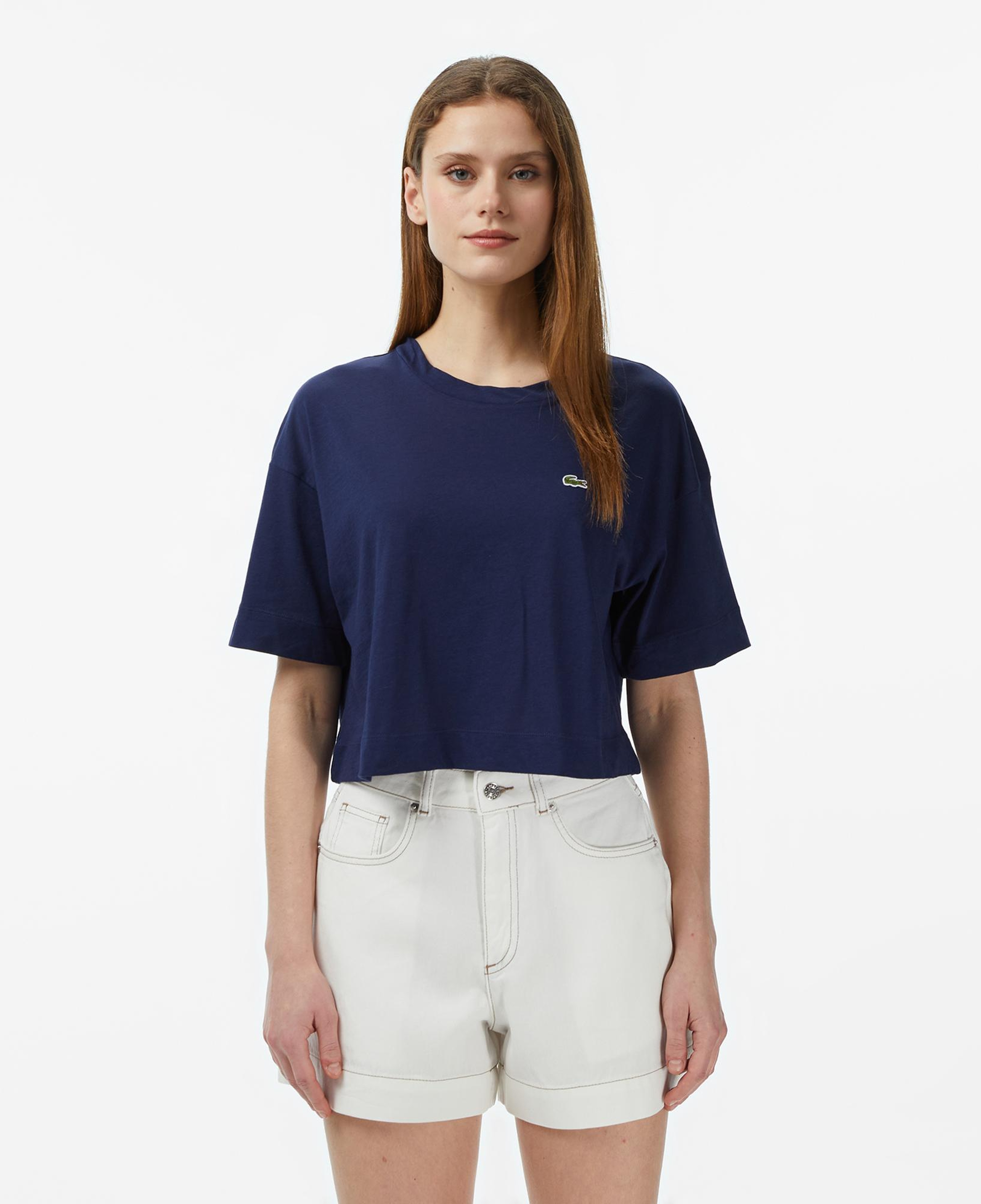 Lacoste Kadın Bisiklet Yaka Lacivert T-Shirt