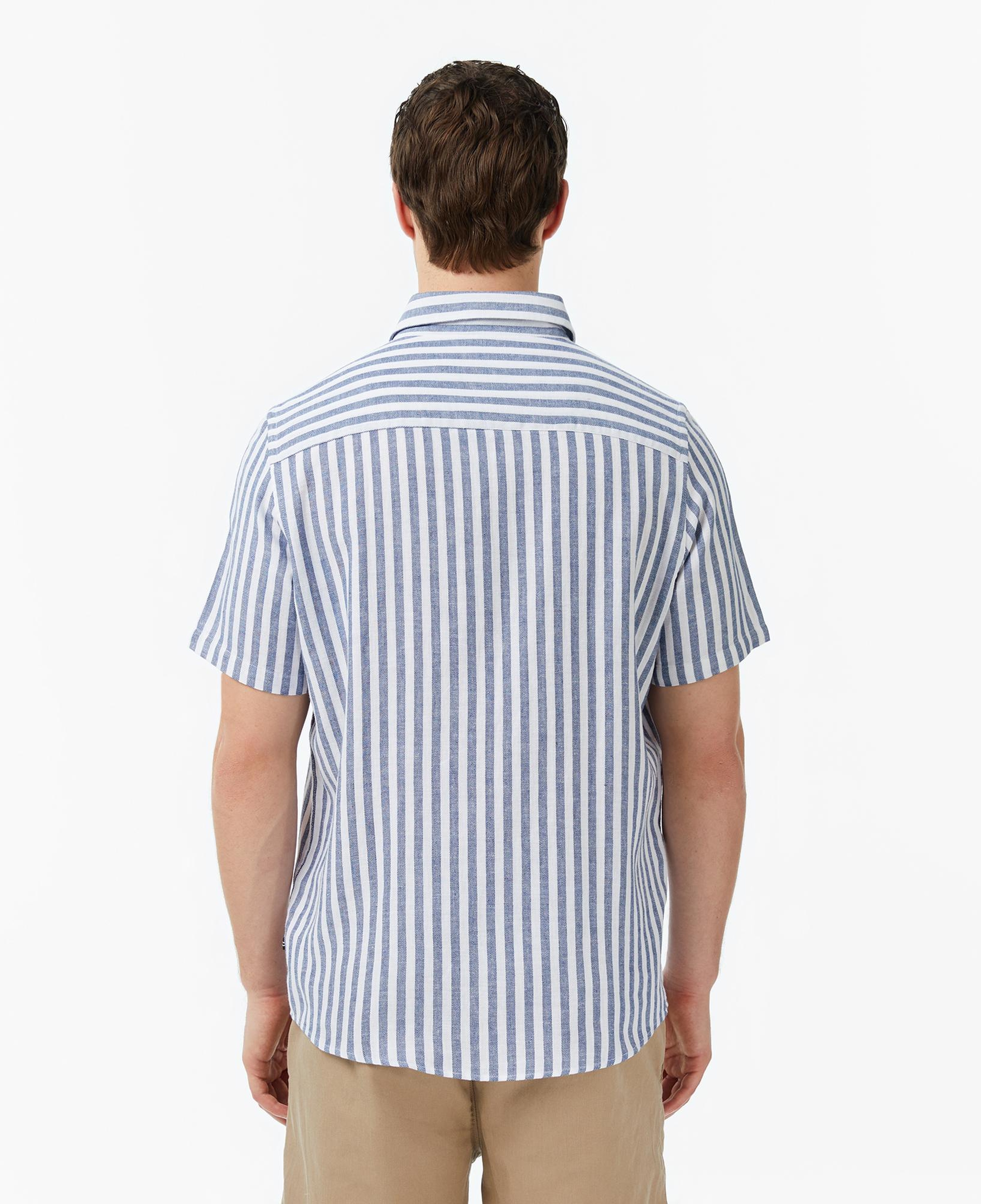 Nautica Erkek Lacivert Regular Fit Kısa Kollu Çizgili Gömlek
