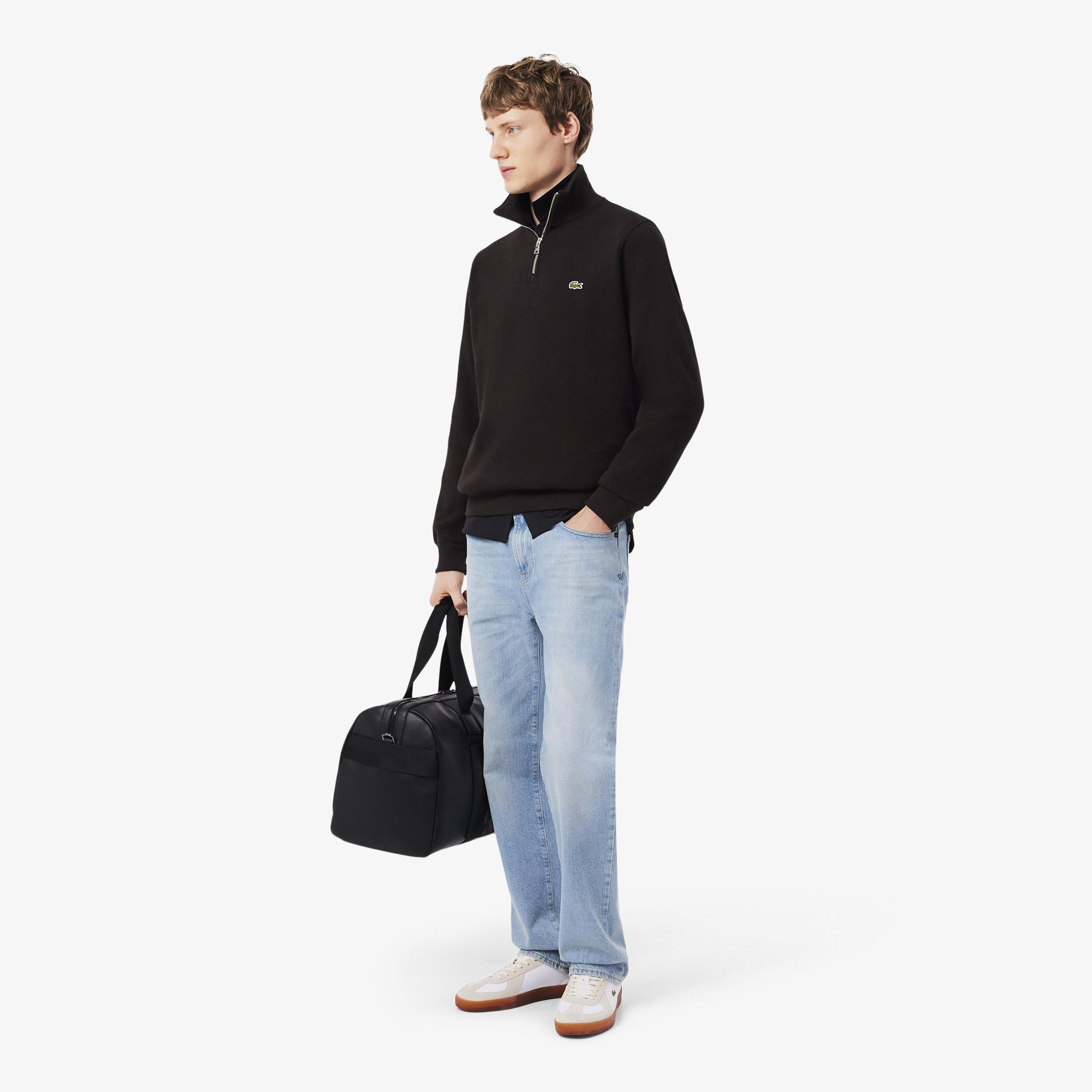 Lacoste Erkek Classic Fit Yarım Fermuarlı Kahverengi Sweatshirt