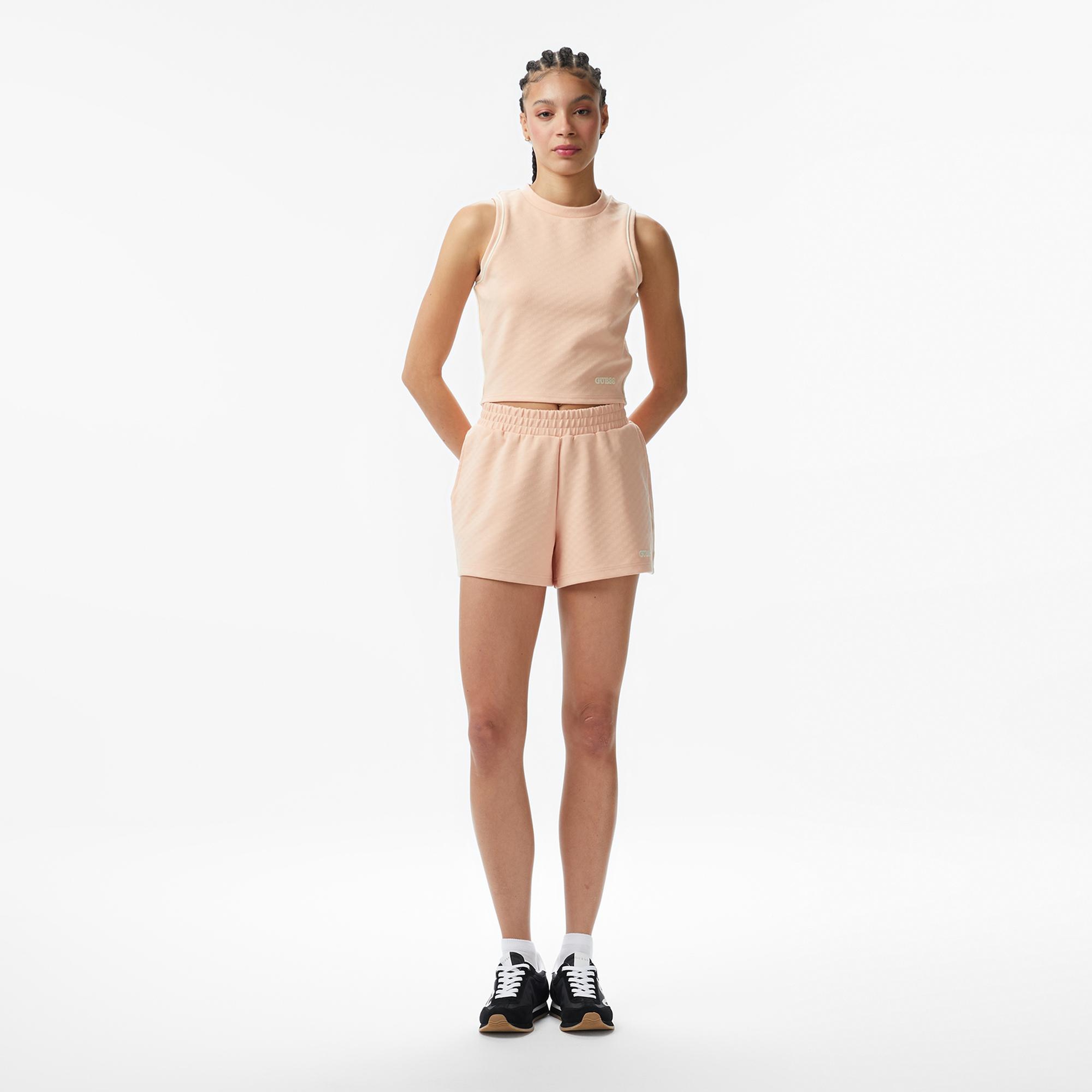 Guess Clara Aktif Regular Fit Kadın Pudra Pembe Şort