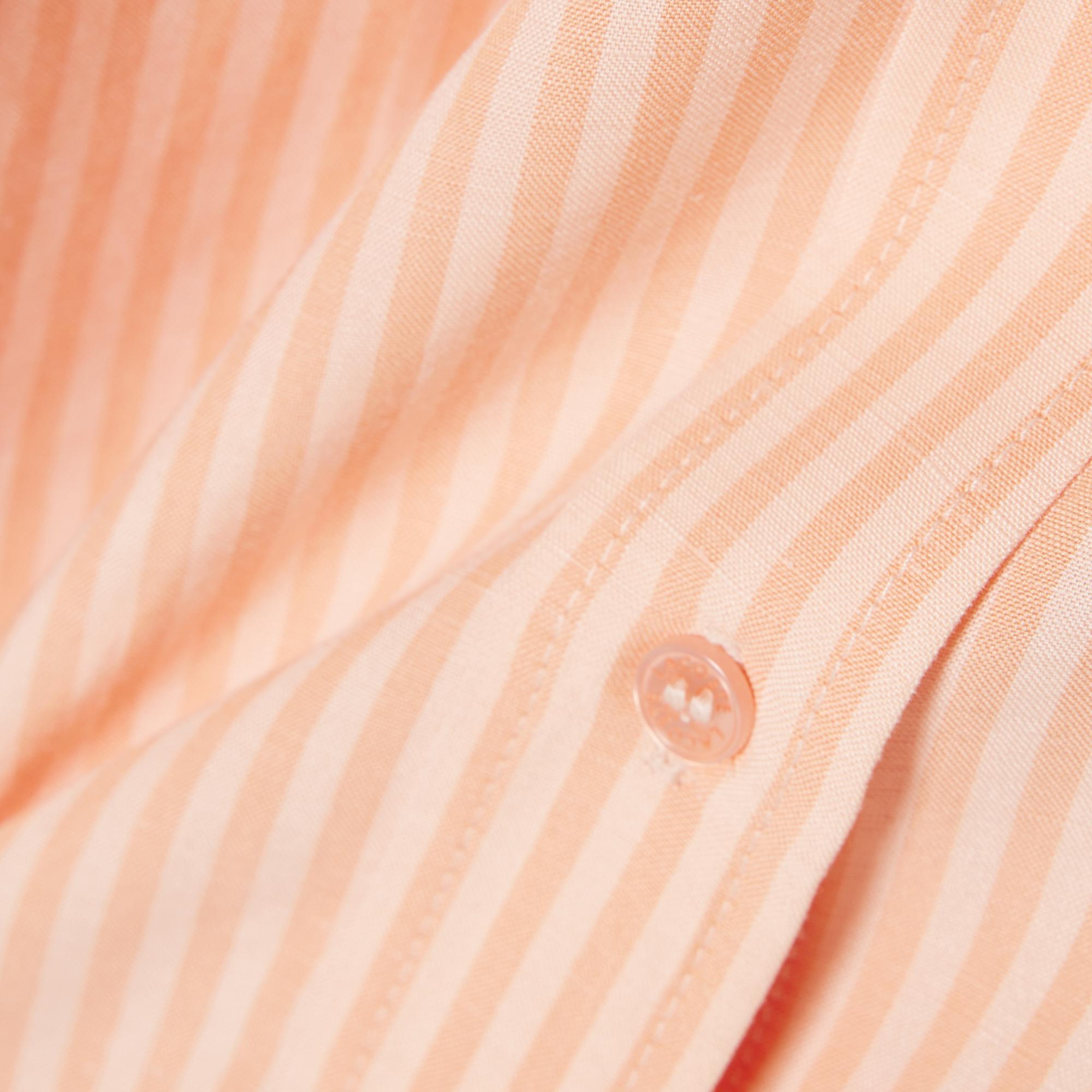 Lacoste Kadın Oversize Fit Çizgili Keten Turuncu Gömlek