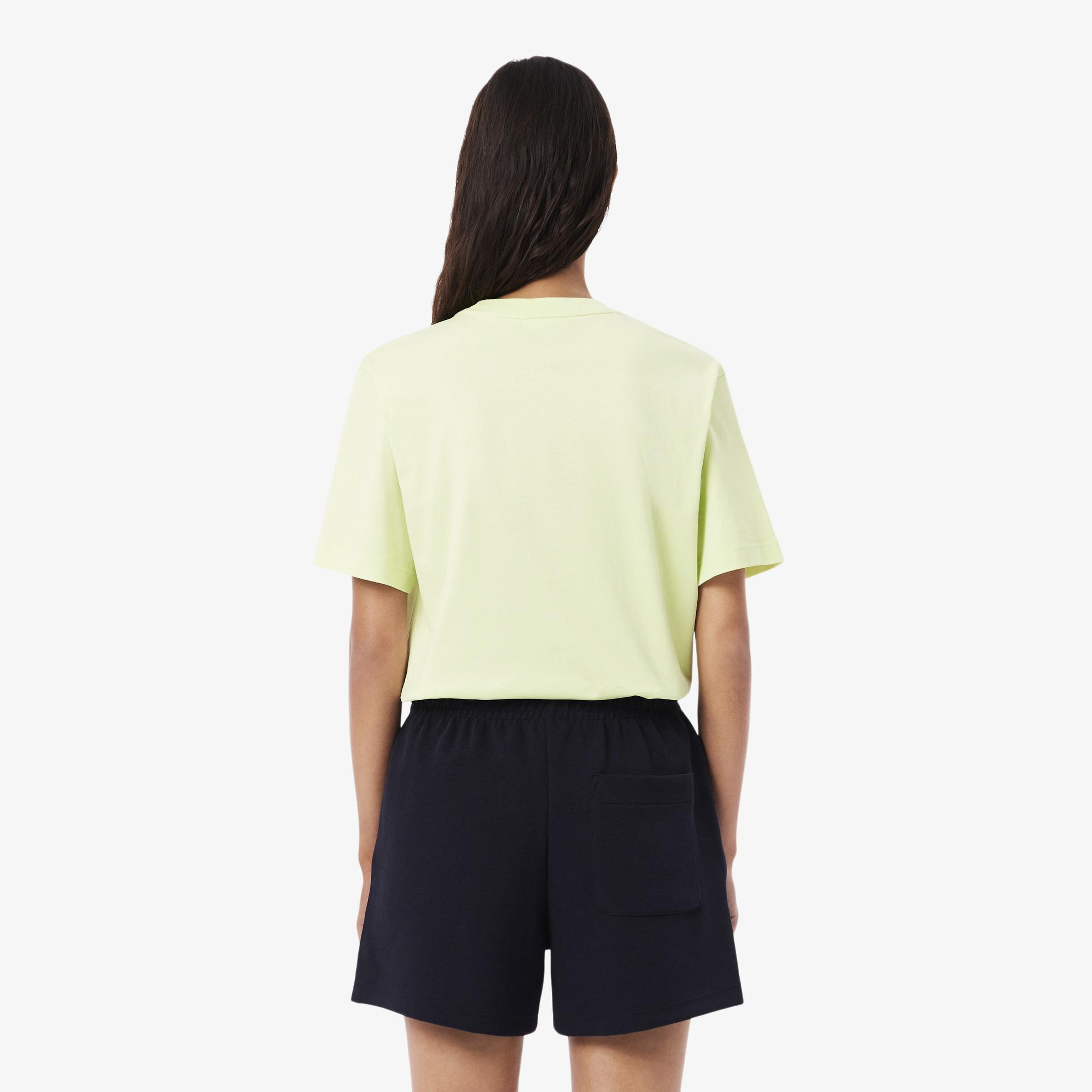 Lacoste Kadın Relaxed Fit Bisiklet Yaka Sarı T-Shirt