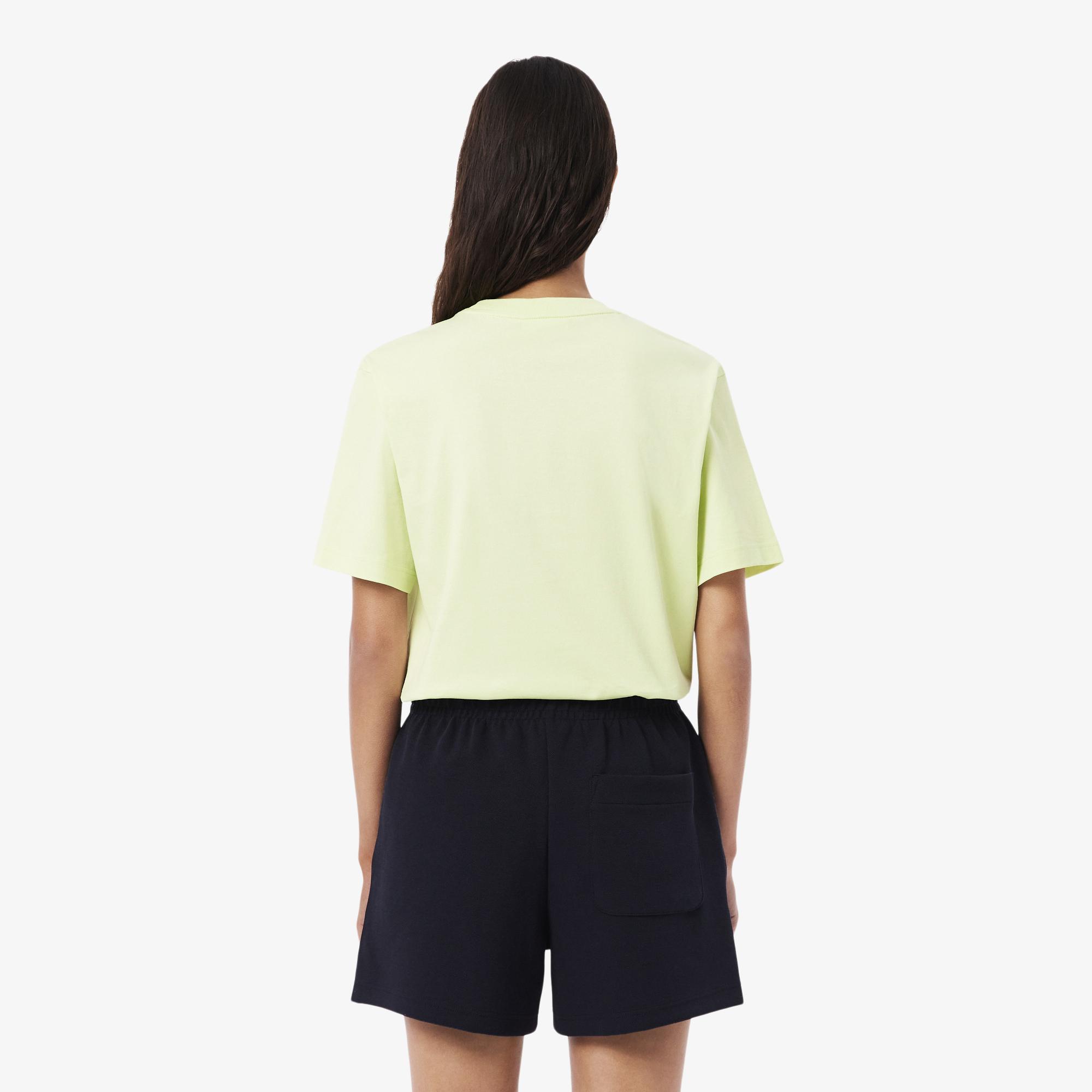 Lacoste Kadın Relaxed Fit Bisiklet Yaka Sarı T-Shirt