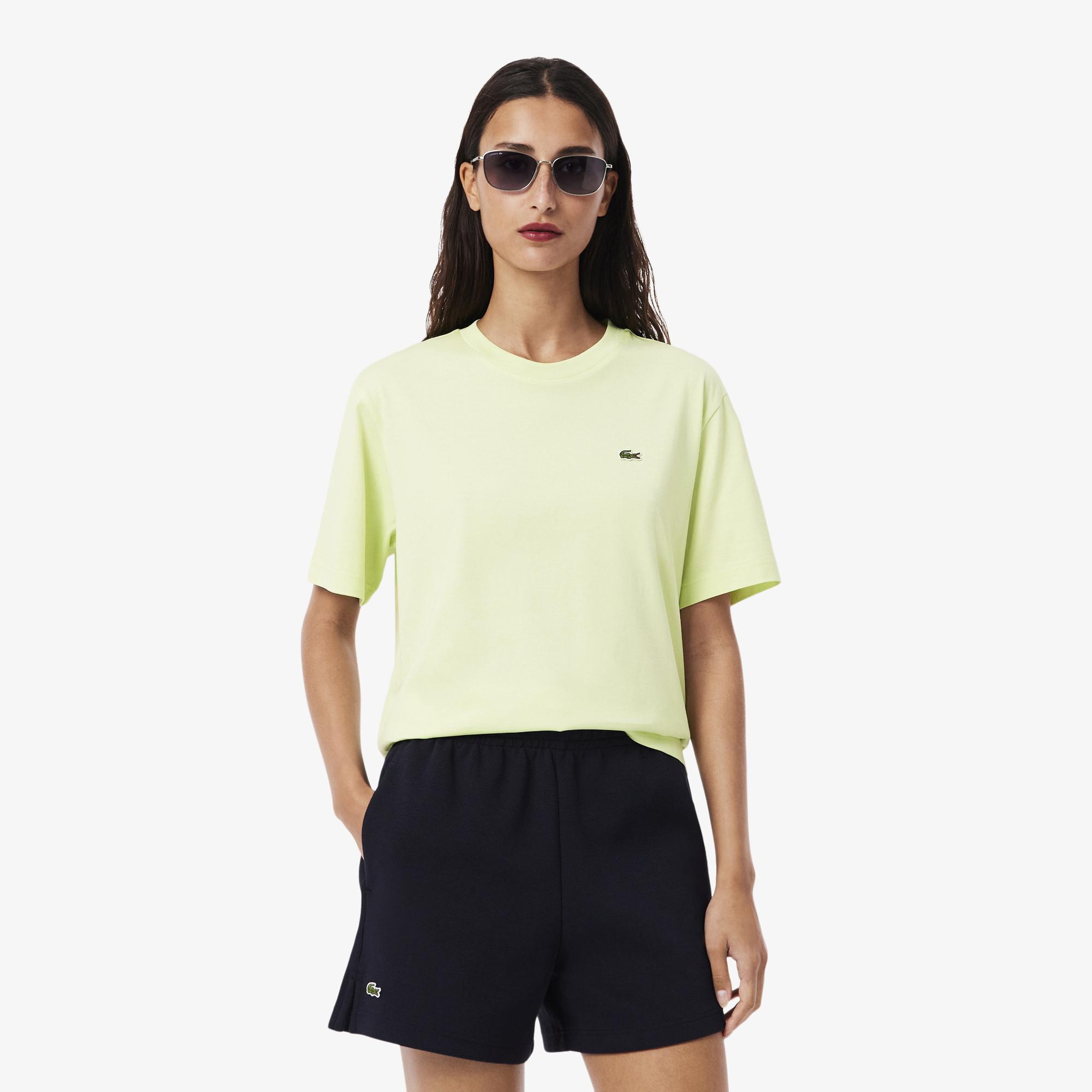 Lacoste Kadın Relaxed Fit Bisiklet Yaka Sarı T-Shirt