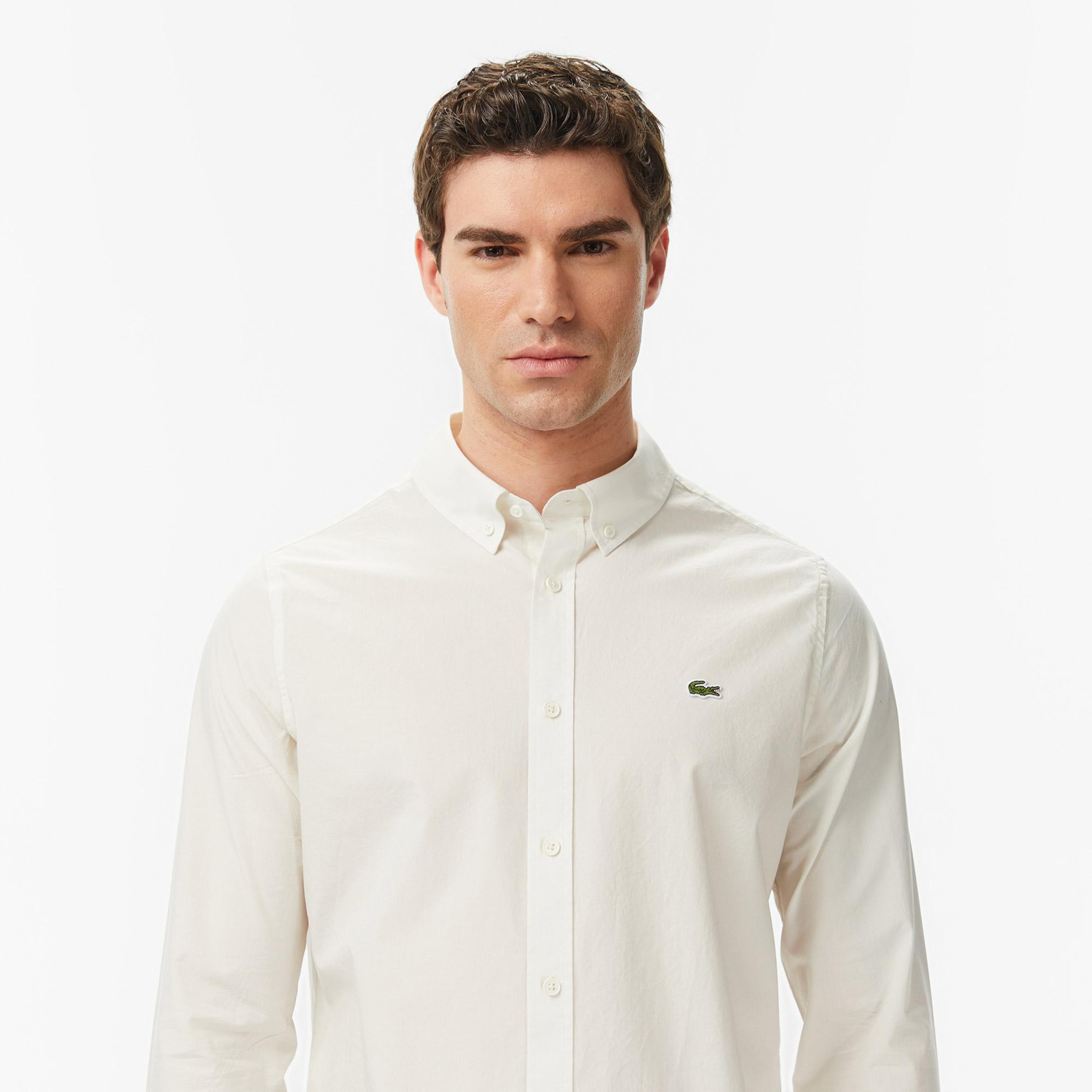 Lacoste Erkek Slim Fit Krem Gömlek