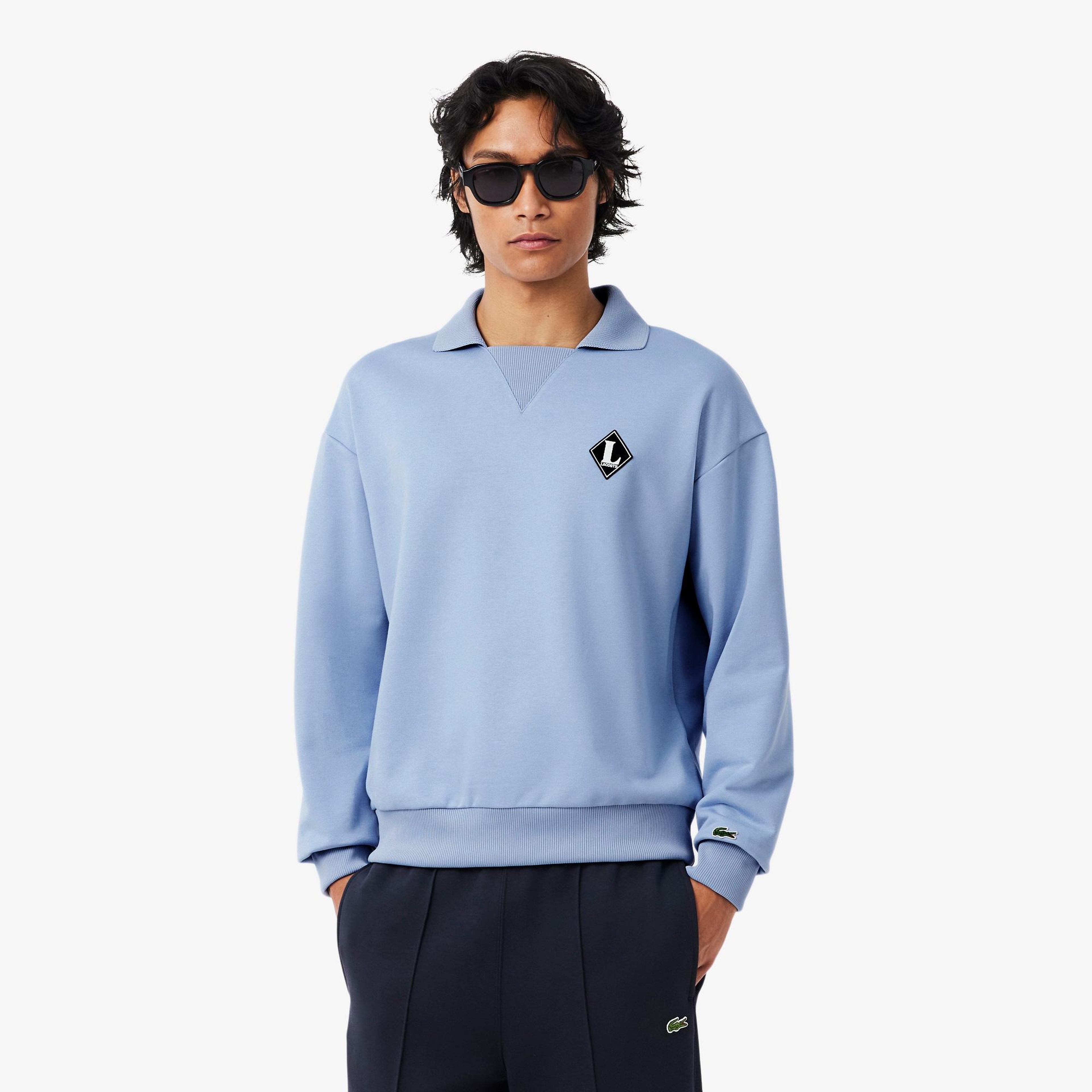 Lacoste Erkek Loose Fit Polo Yaka Mavi Sweatshirt