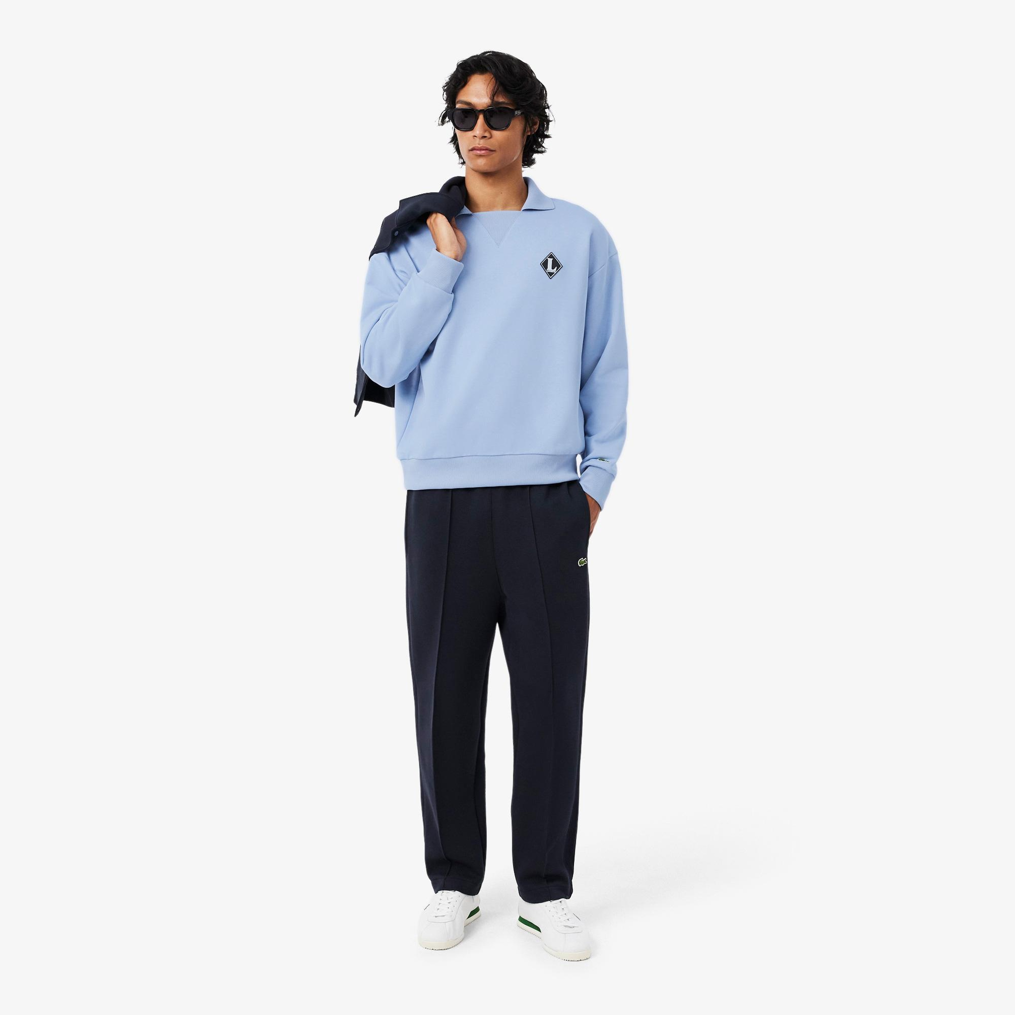 Lacoste Erkek Loose Fit Polo Yaka Mavi Sweatshirt