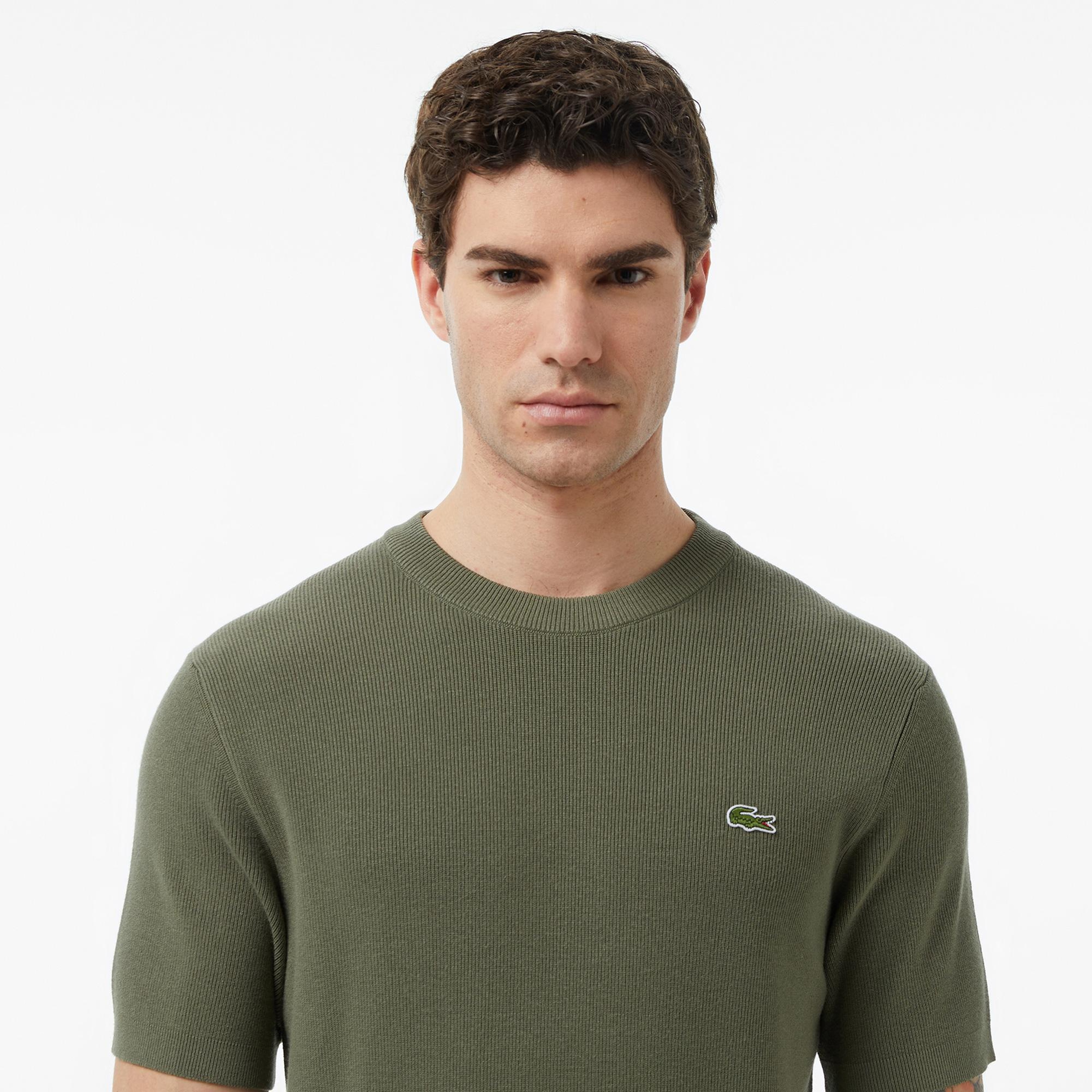 Lacoste Erkek Classic Fit Kısa Kollu Bisiklet Yaka Haki Triko