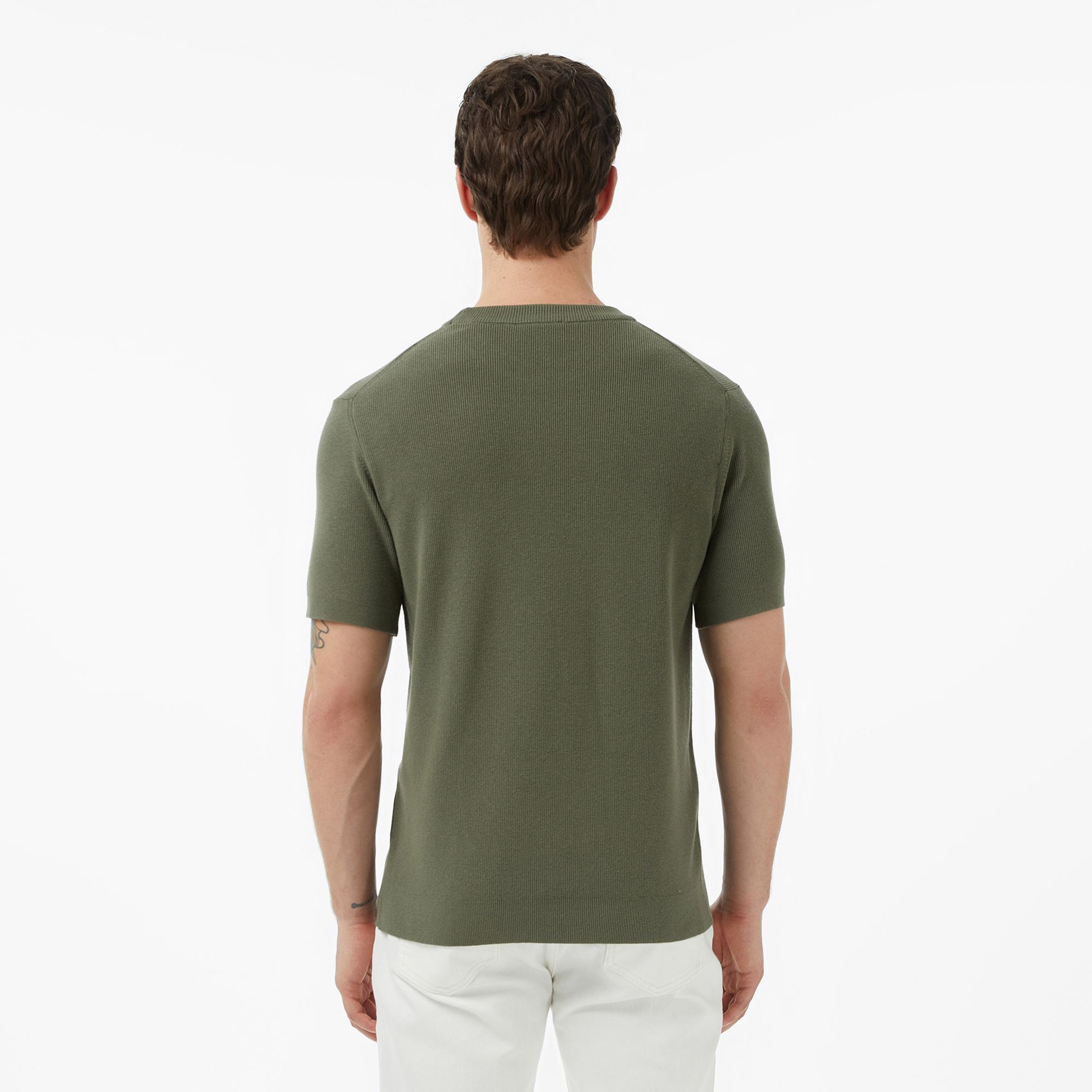 Lacoste Erkek Classic Fit Kısa Kollu Bisiklet Yaka Haki Triko