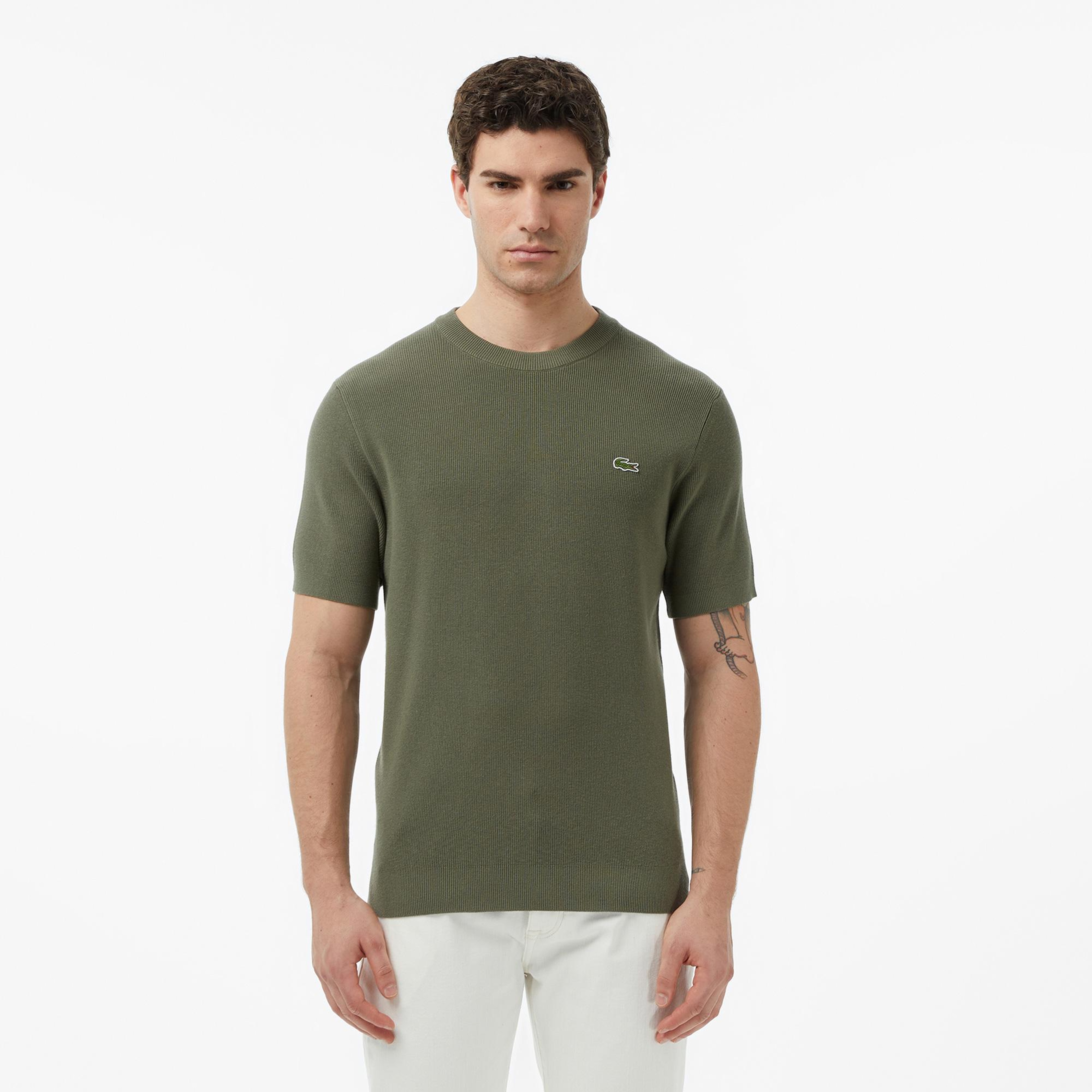 Lacoste Erkek Classic Fit Kısa Kollu Bisiklet Yaka Haki Triko