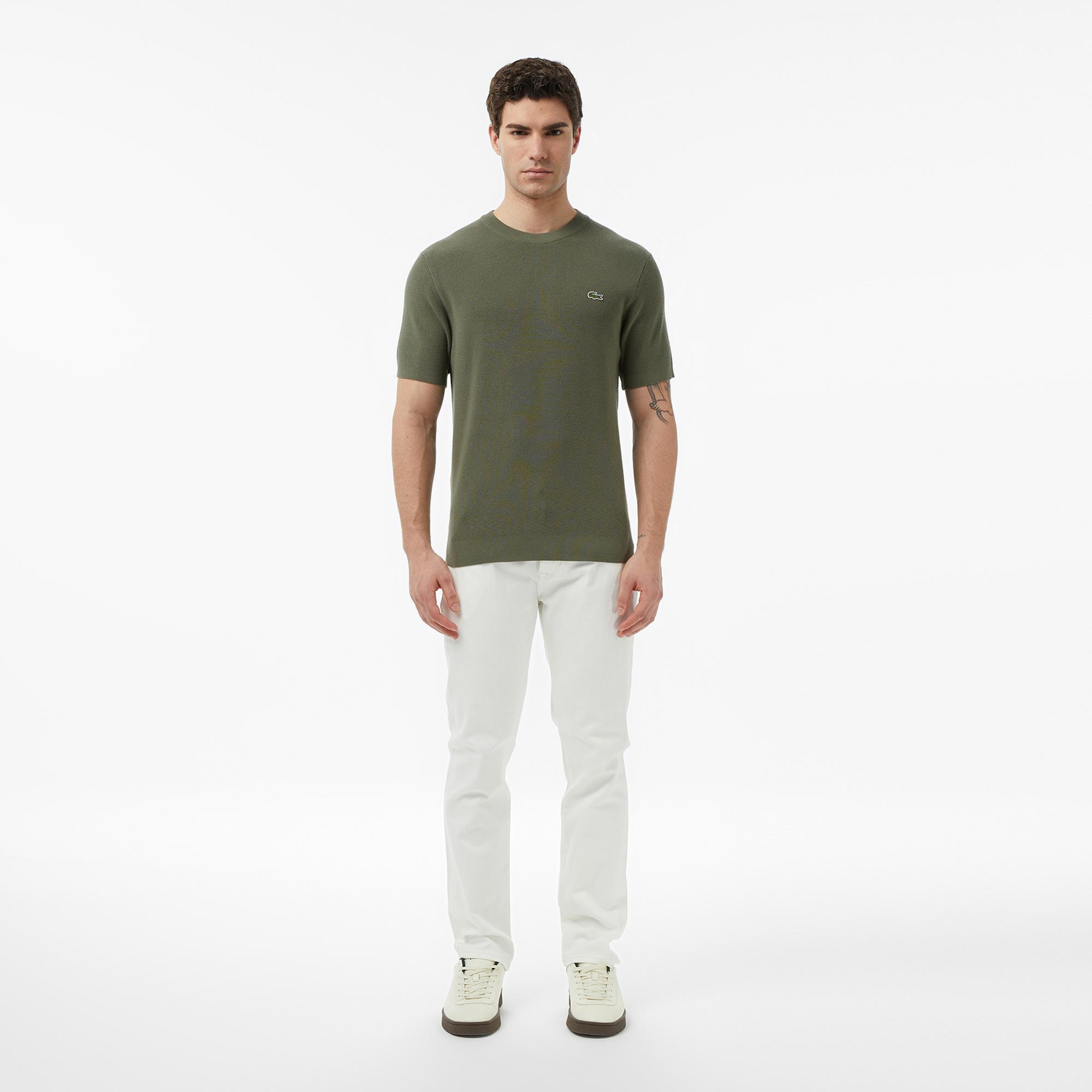 Lacoste Erkek Classic Fit Kısa Kollu Bisiklet Yaka Haki Triko