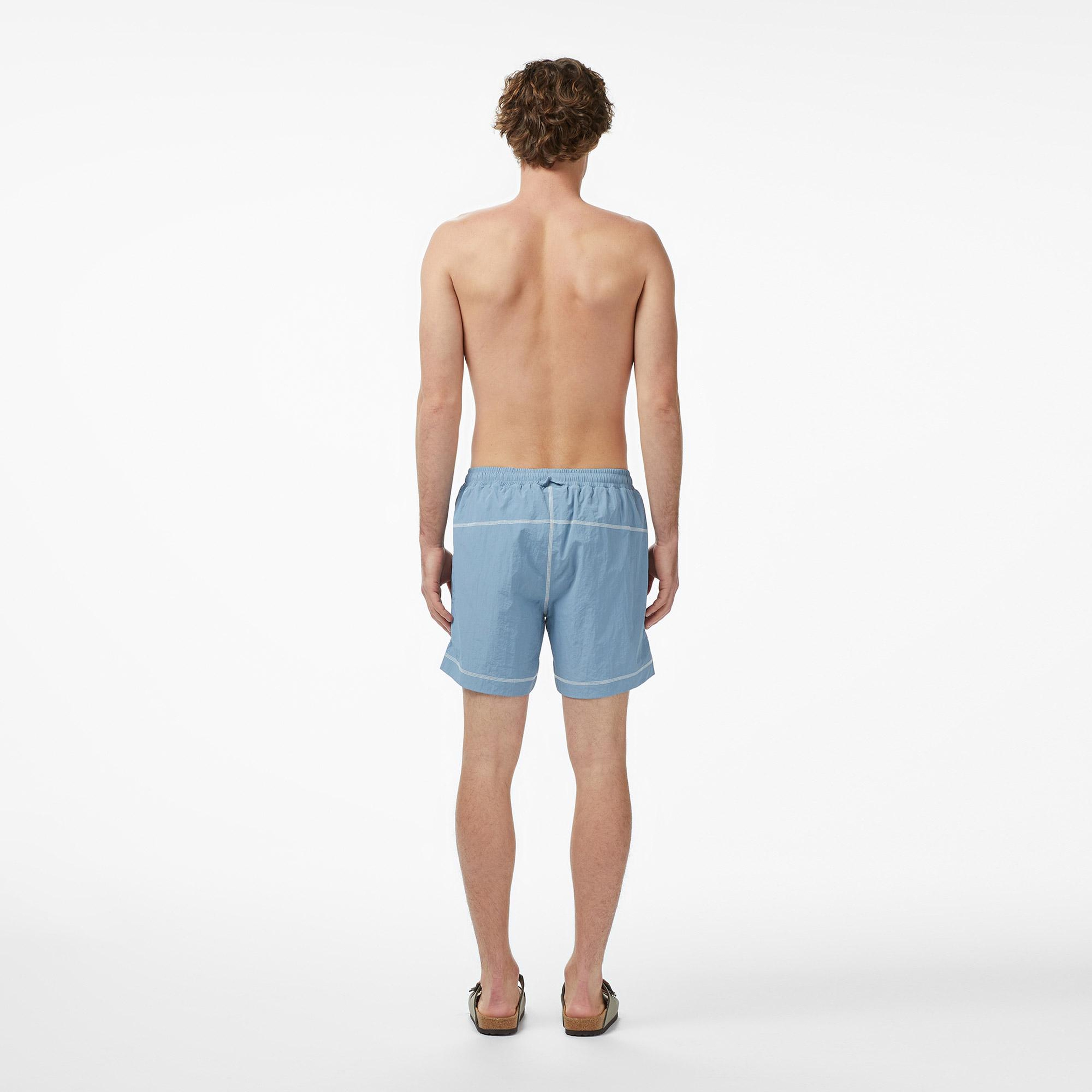 Lacoste Erkek Regular Fit Desenli Mavi Deniz Şortu