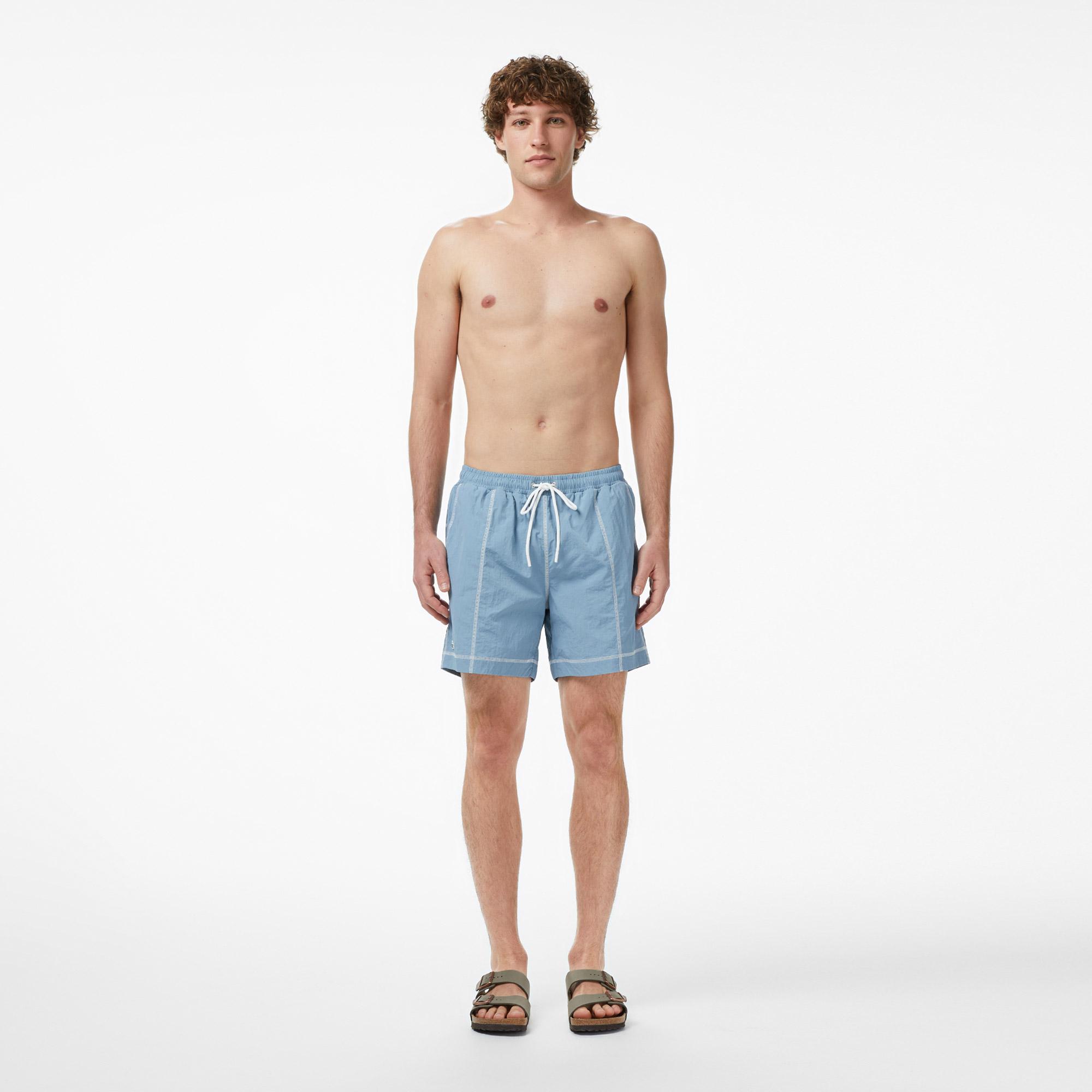 Lacoste Erkek Regular Fit Desenli Mavi Deniz Şortu