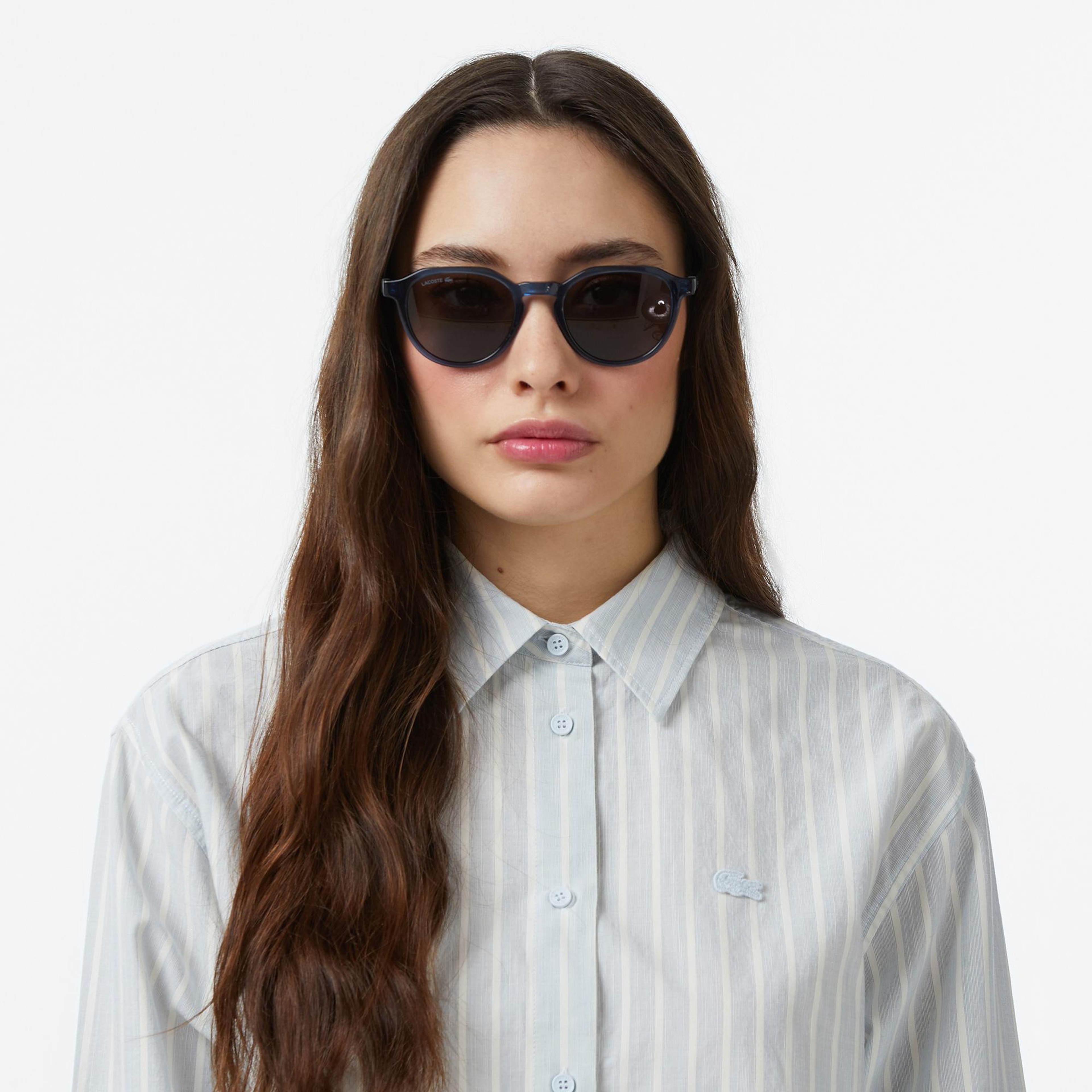 Lacoste Kadın Relaxed Fit Çizgili Mavi Gömlek