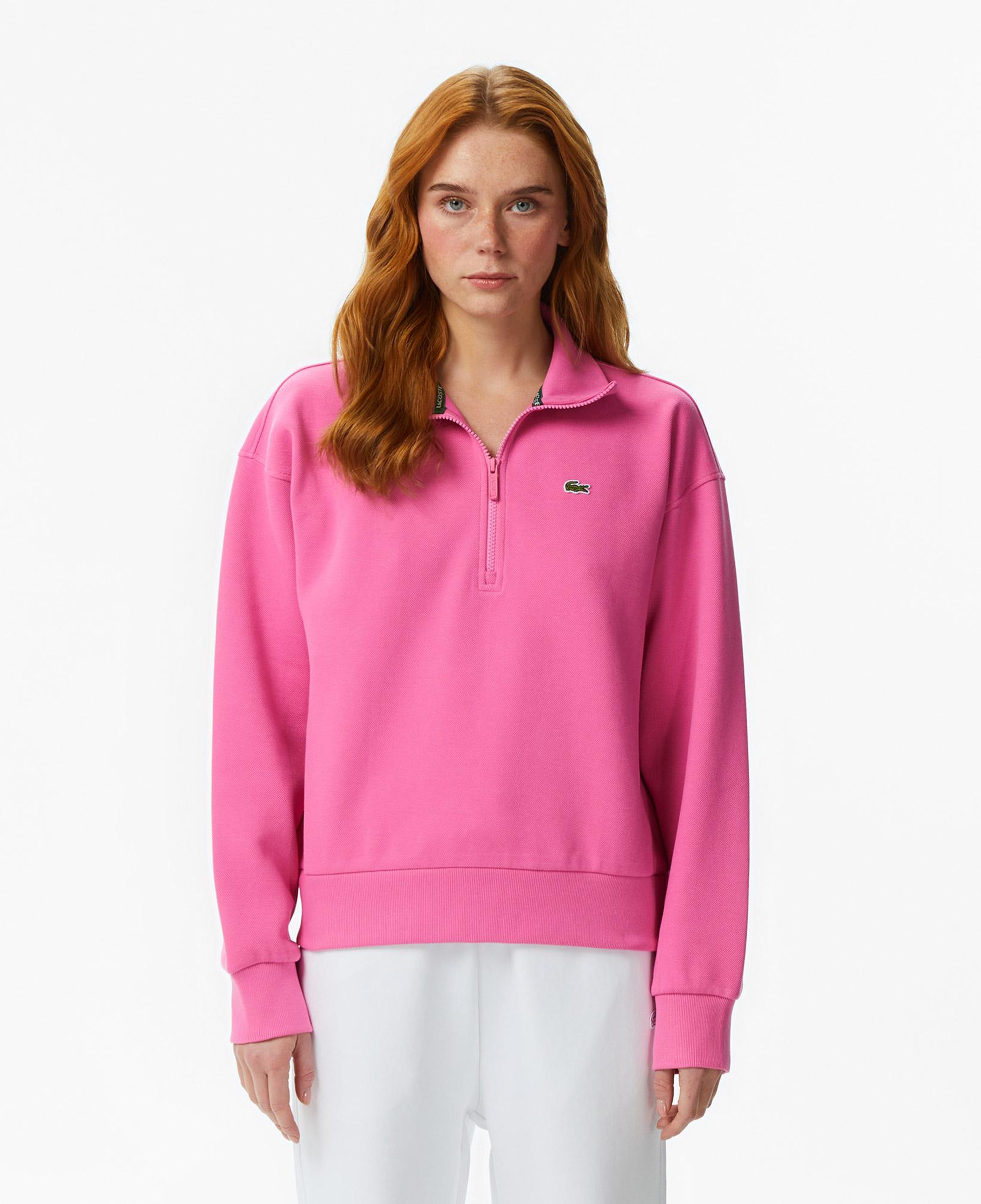Lacoste Kadın Relaxed Fit Yarım Fermuarlı Koyu Pembe Sweatshirt