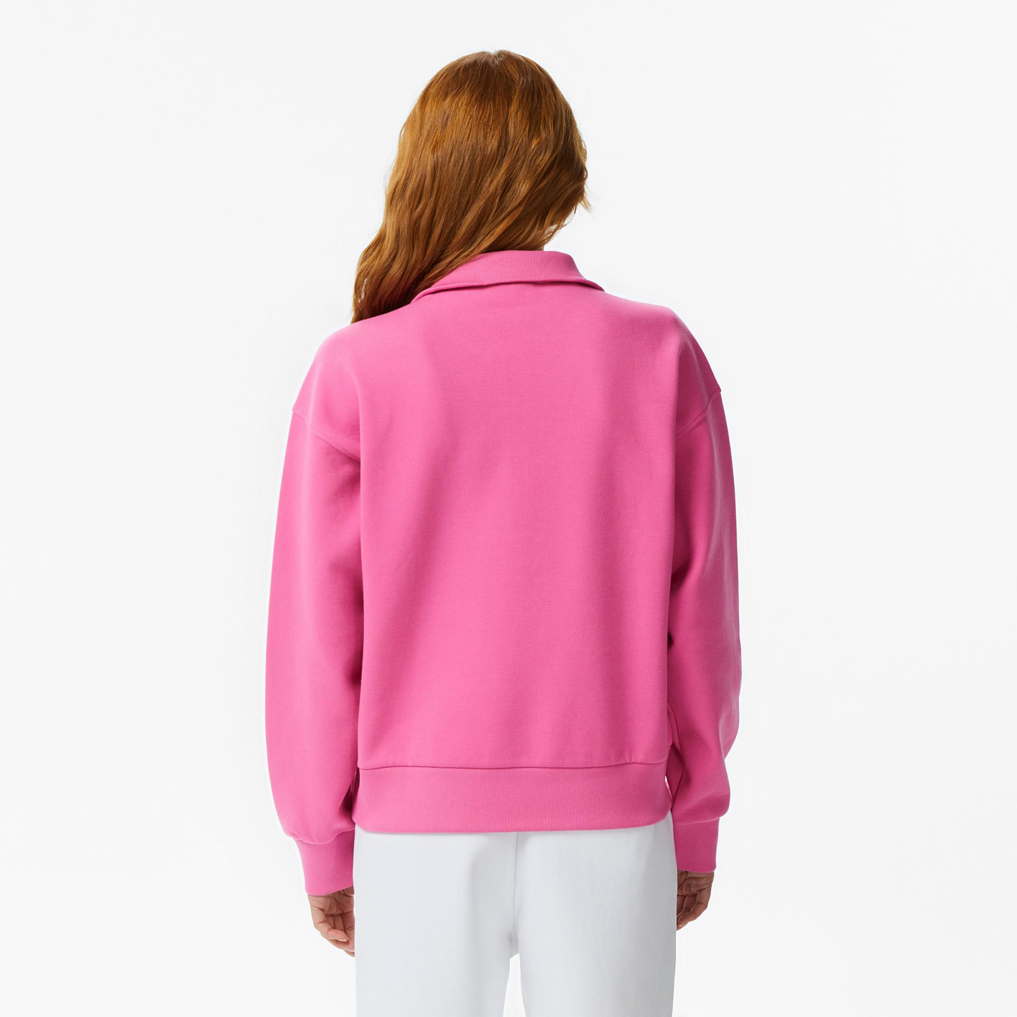 Lacoste Kadın Relaxed Fit Yarım Fermuarlı Koyu Pembe Sweatshirt