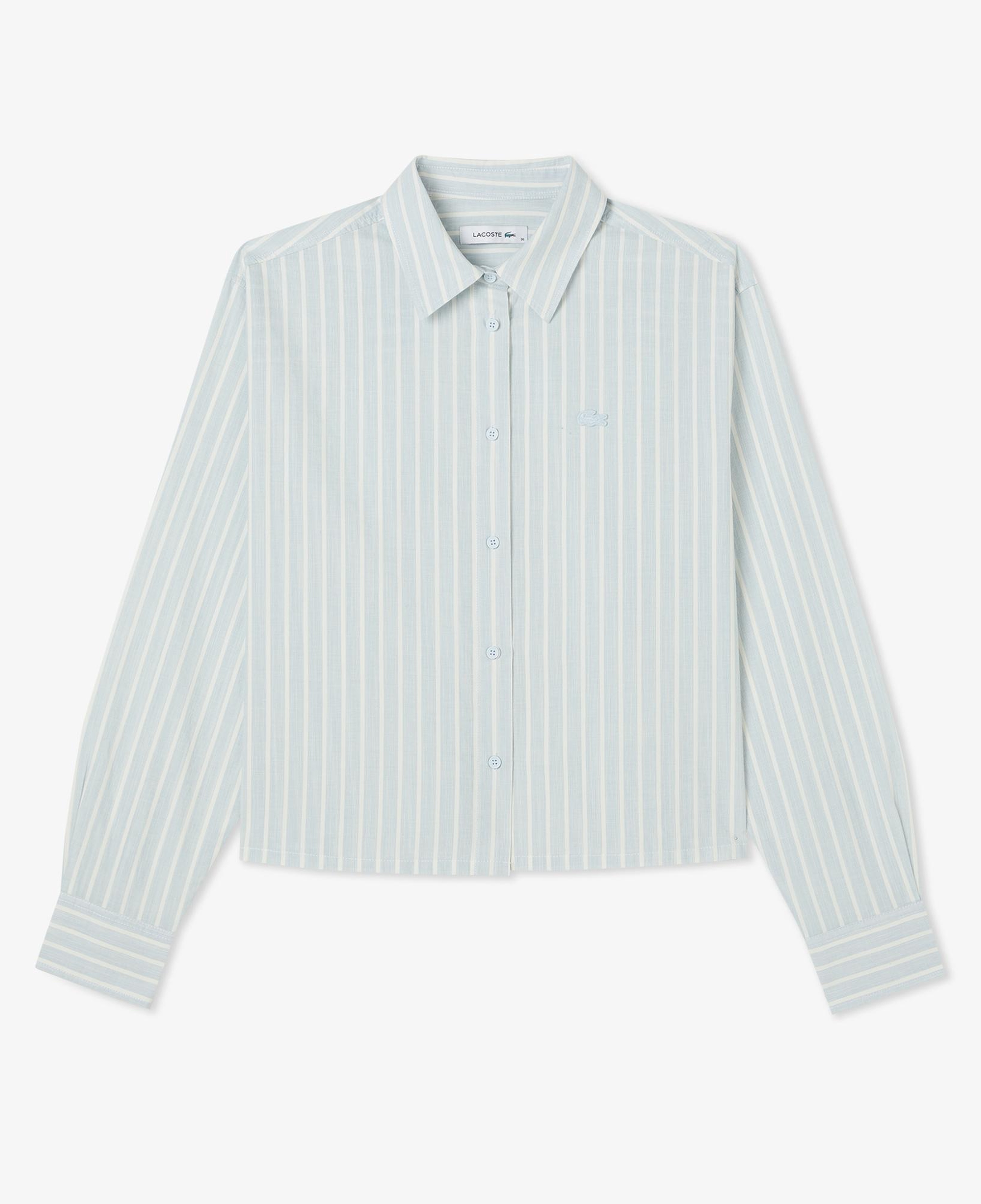 Lacoste Kadın Relaxed Fit Çizgili Mavi Gömlek