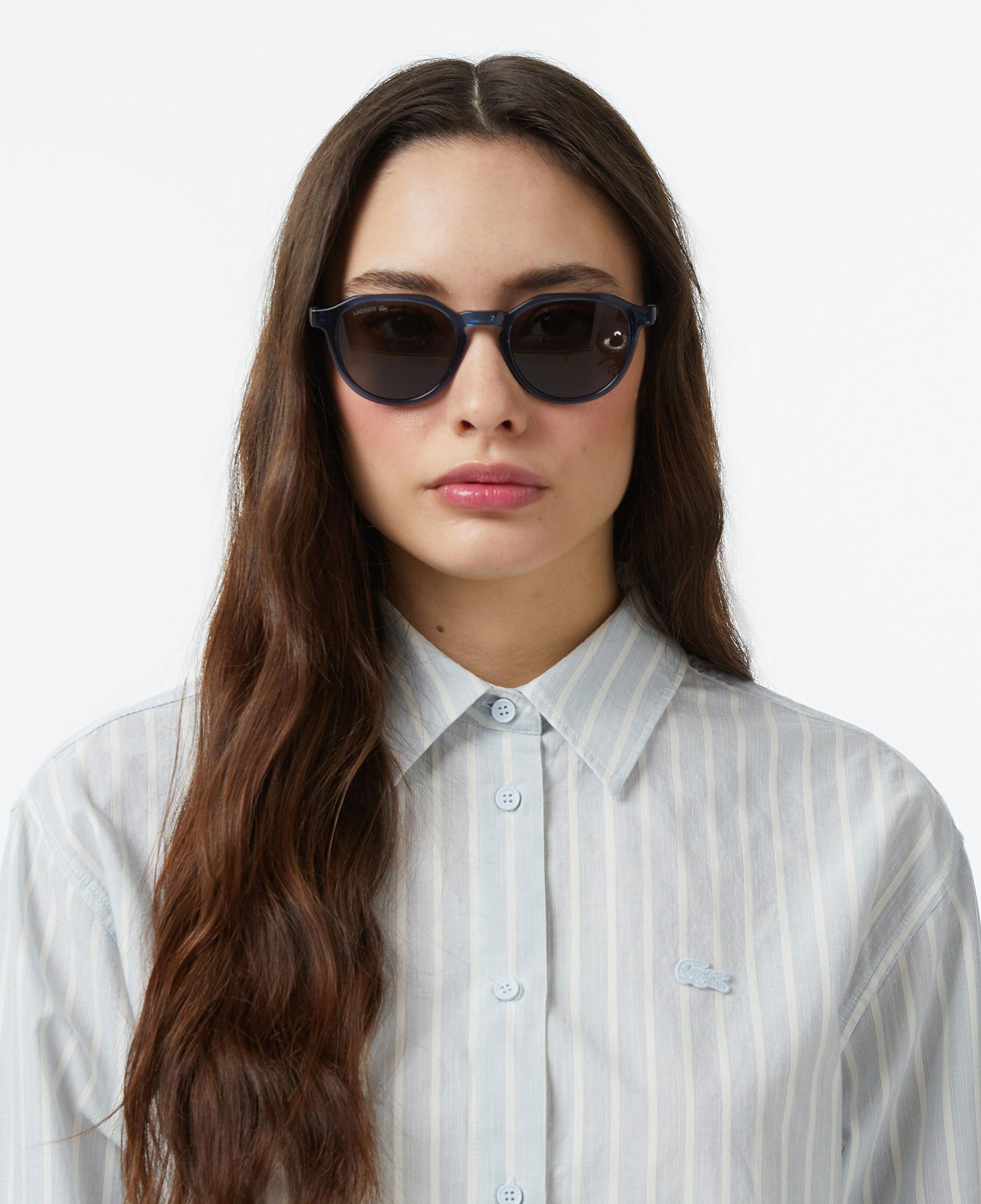 Lacoste Kadın Relaxed Fit Çizgili Mavi Gömlek