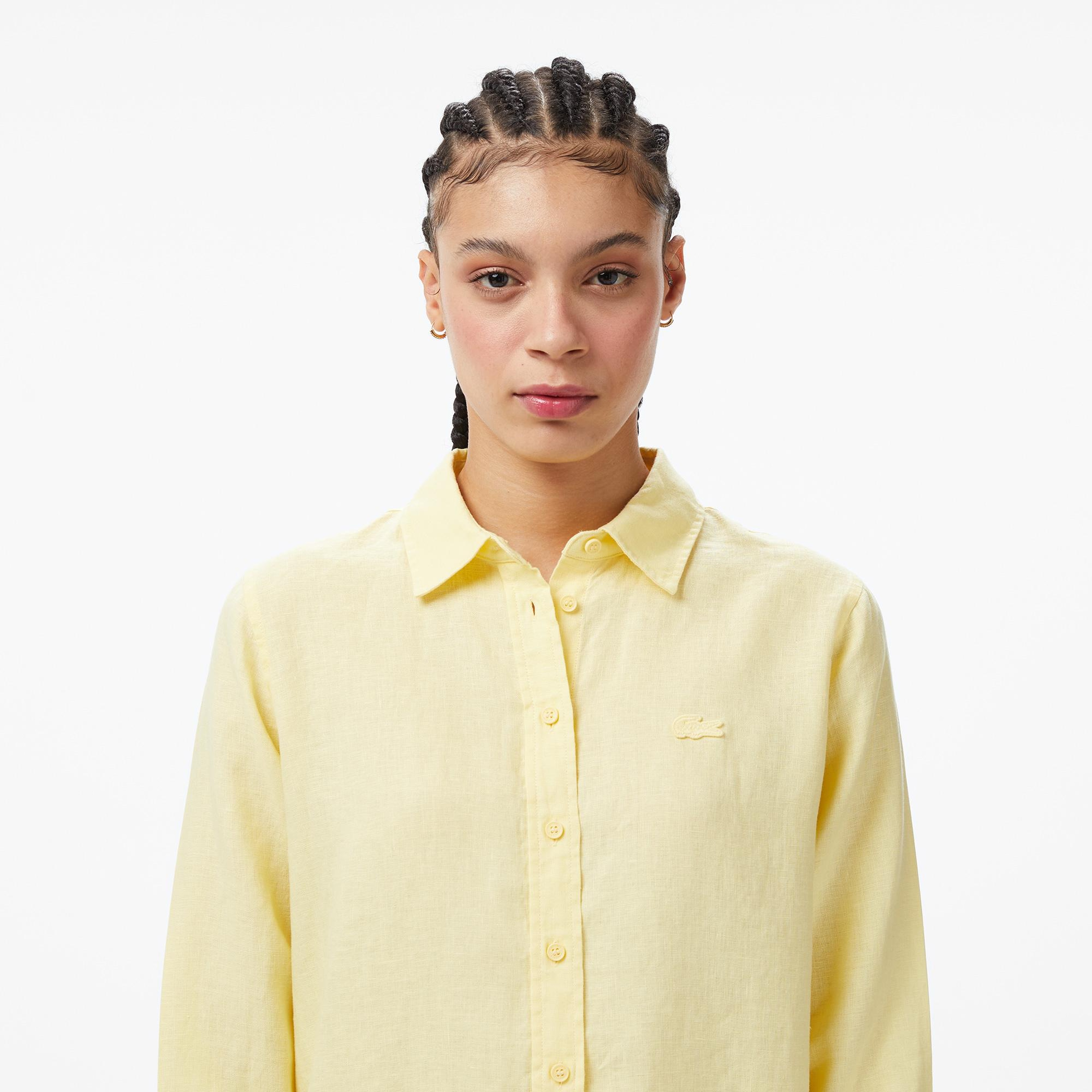 Lacoste Kadın Relaxed Fit Sarı Gömlek