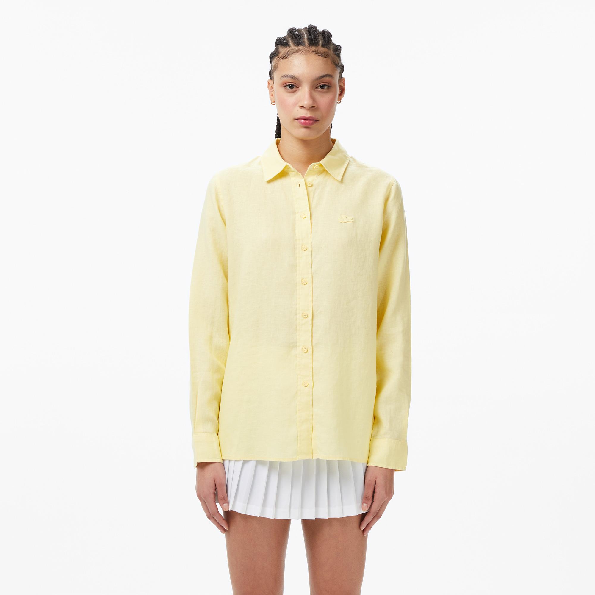 Lacoste Kadın Relaxed Fit Sarı Gömlek