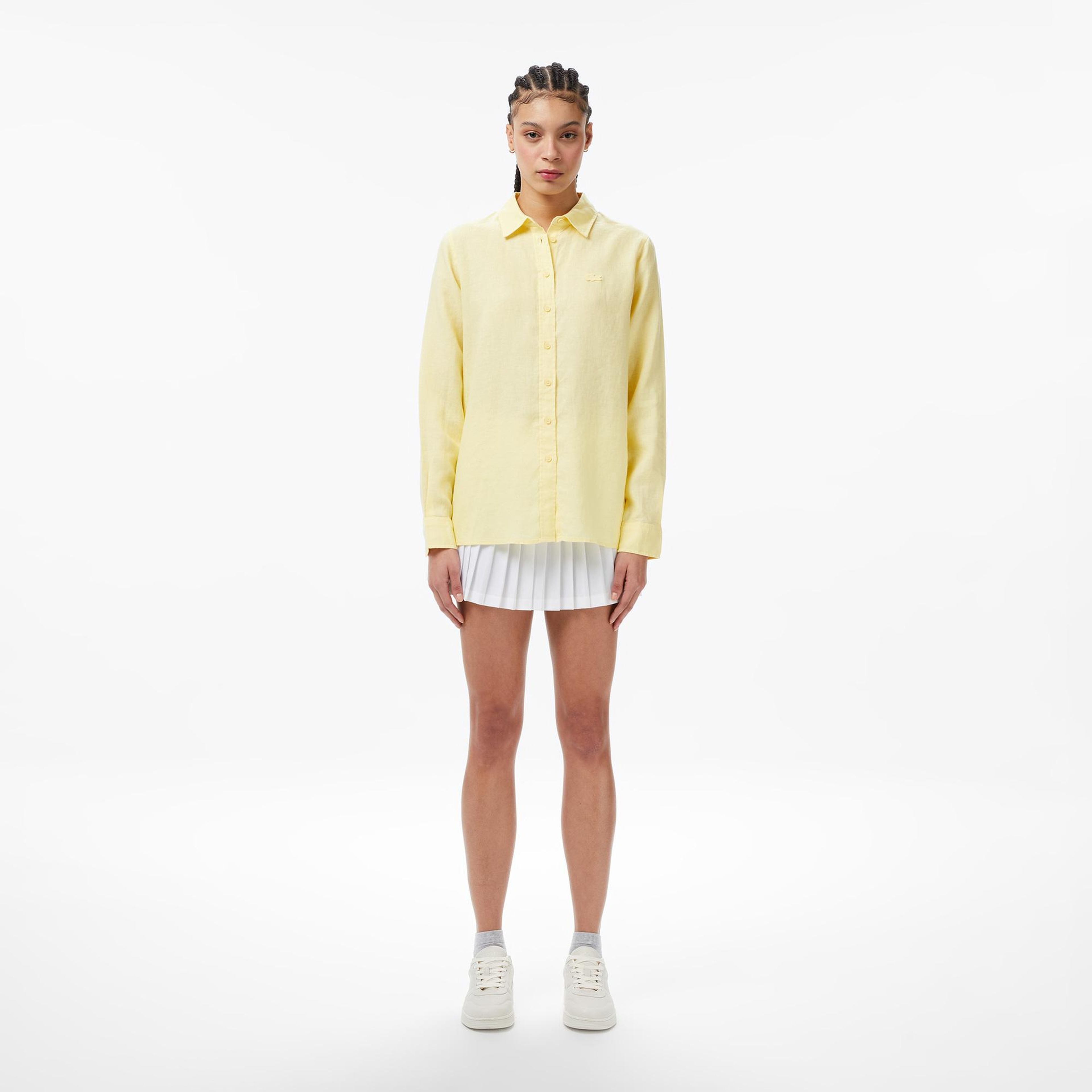 Lacoste Kadın Relaxed Fit Sarı Gömlek