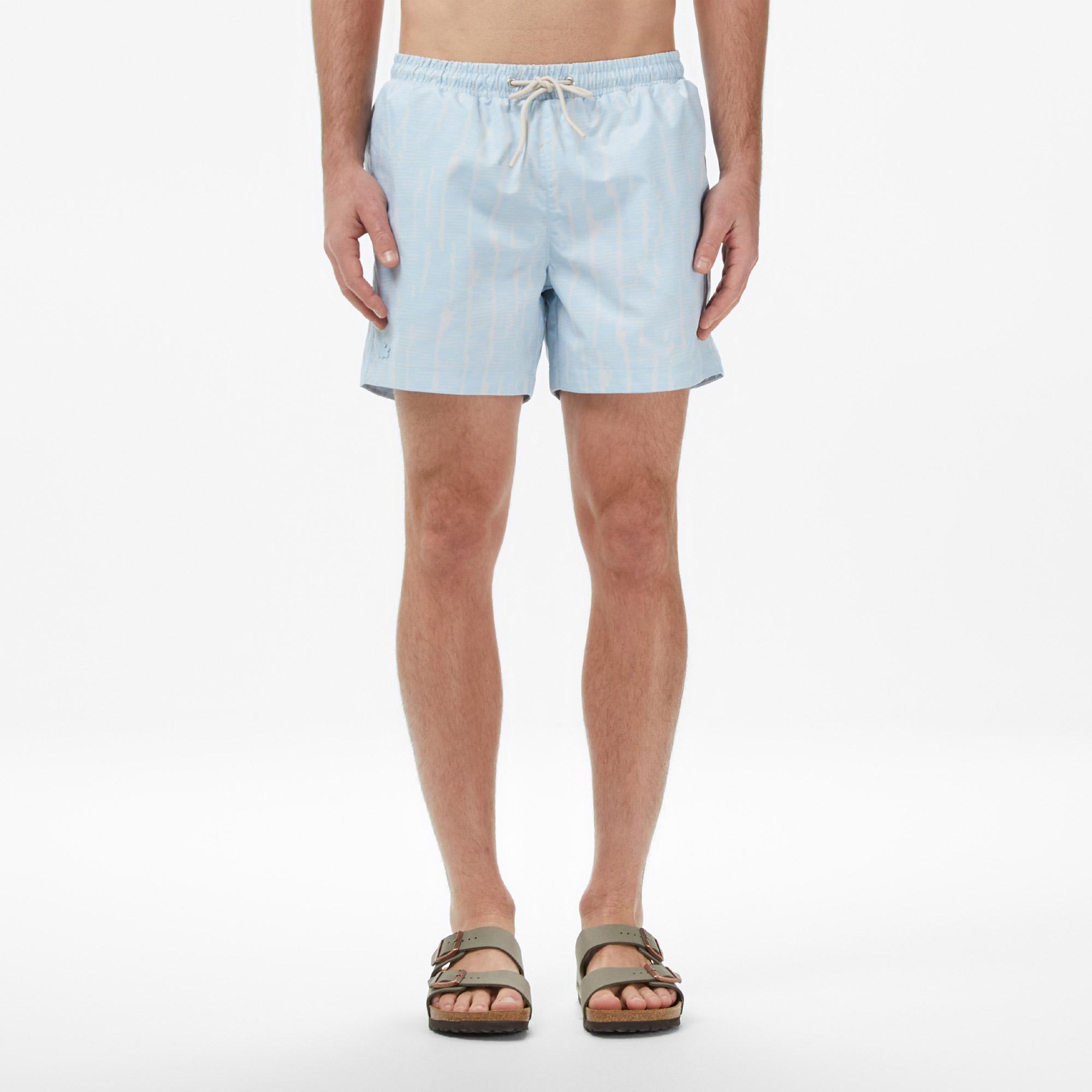 Lacoste Erkek Regular Fit Desenli Mavi Deniz Şortu