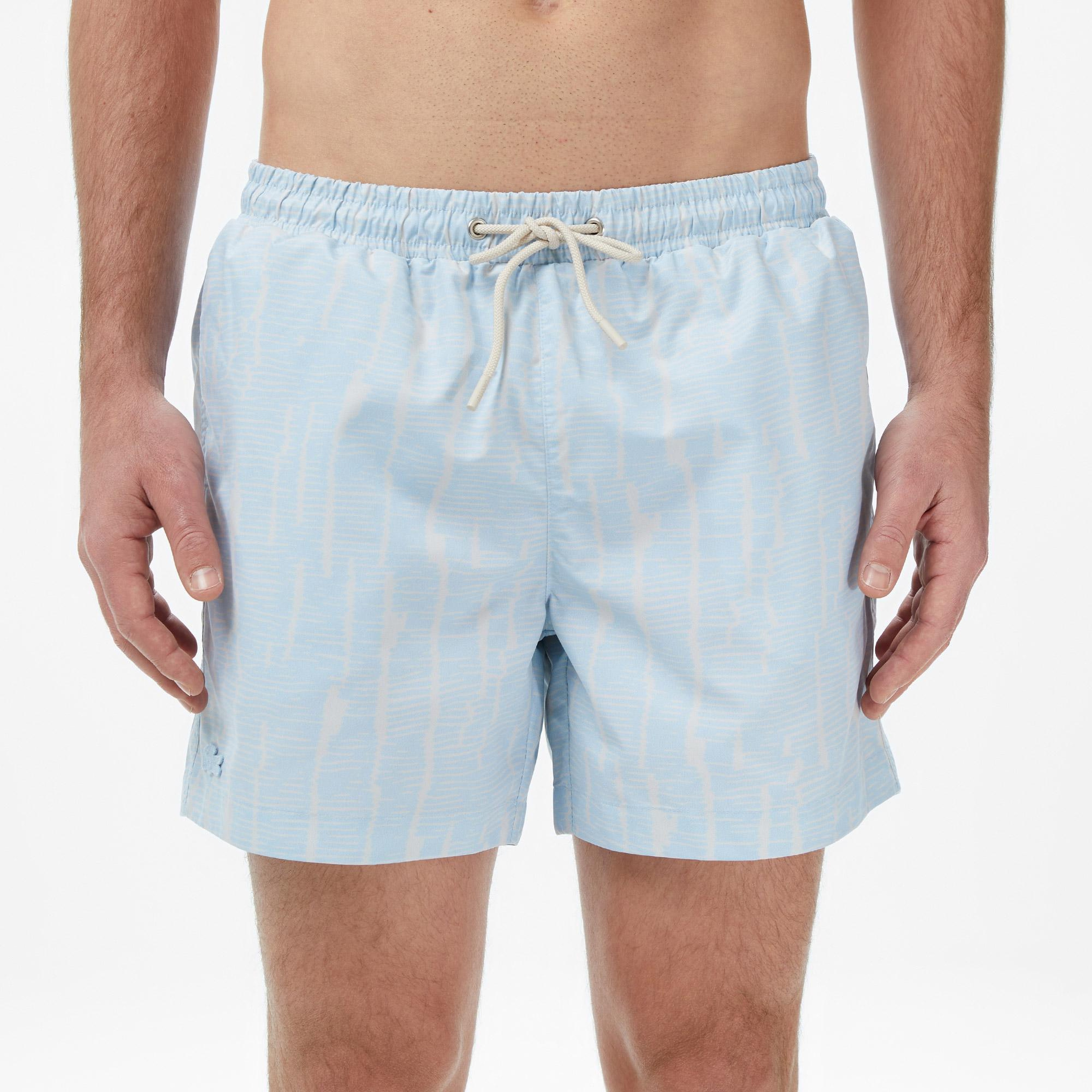 Lacoste Erkek Regular Fit Desenli Mavi Deniz Şortu