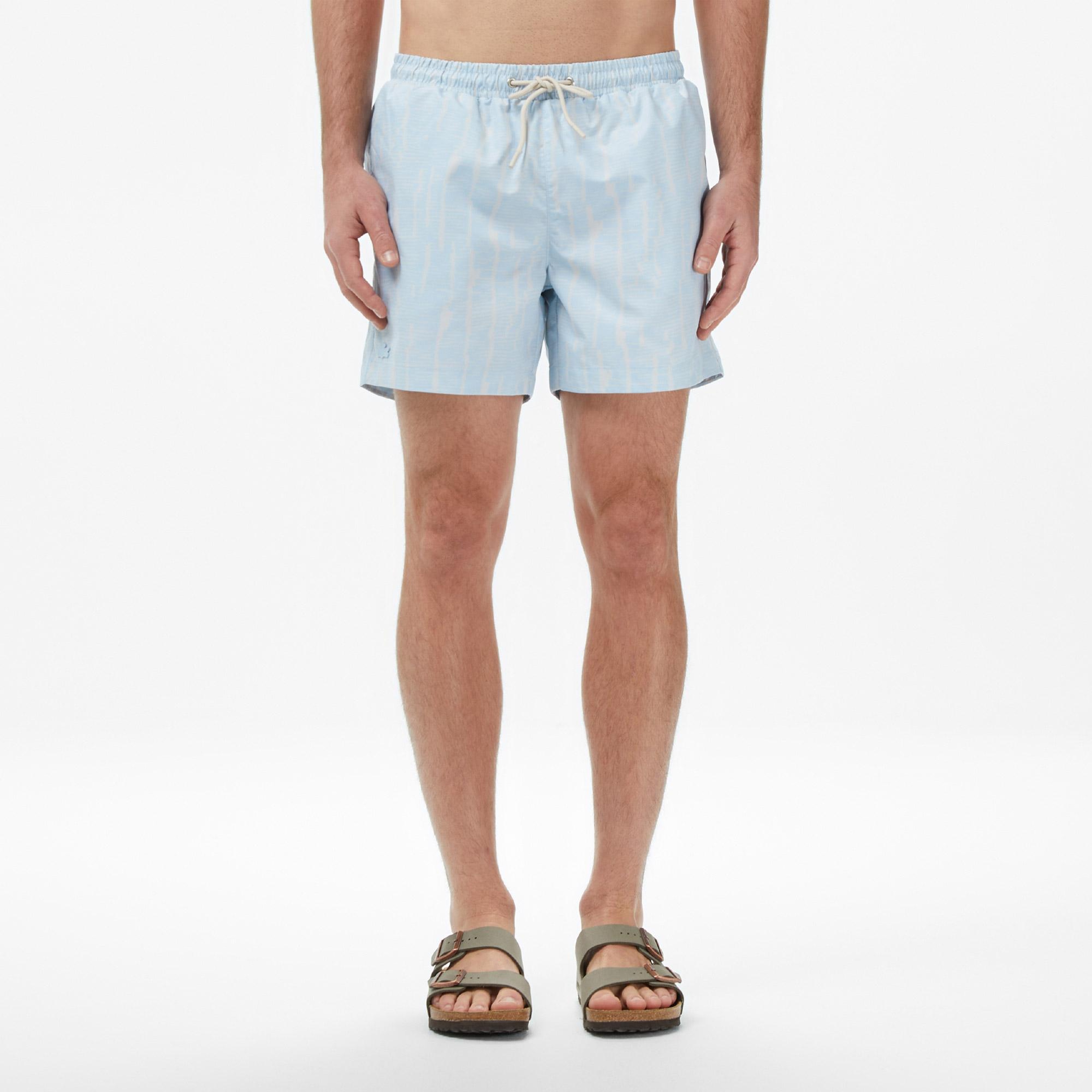 Lacoste Erkek Regular Fit Desenli Mavi Deniz Şortu