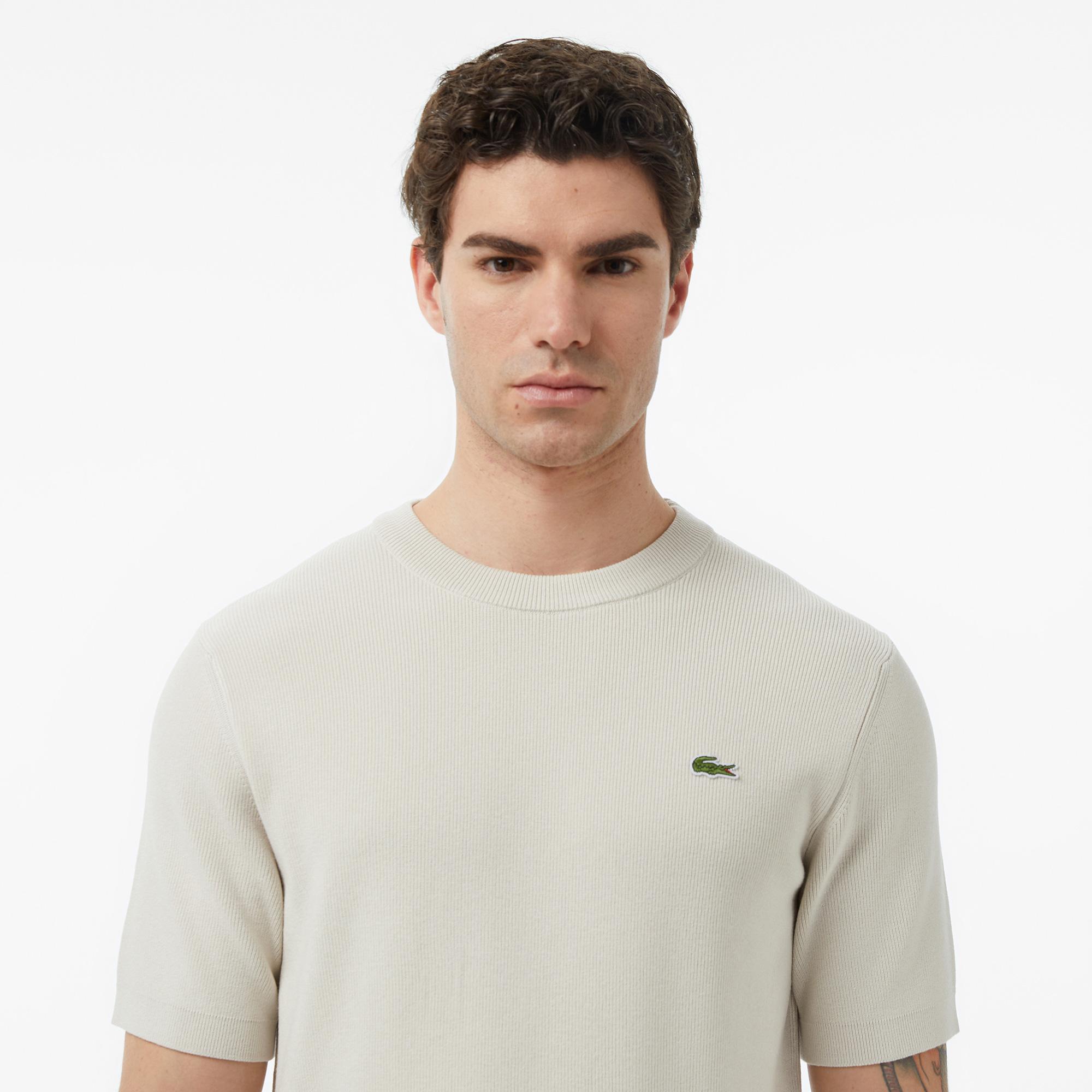 Lacoste Erkek Classic Fit Kısa Kollu Bisiklet Yaka Bej Triko