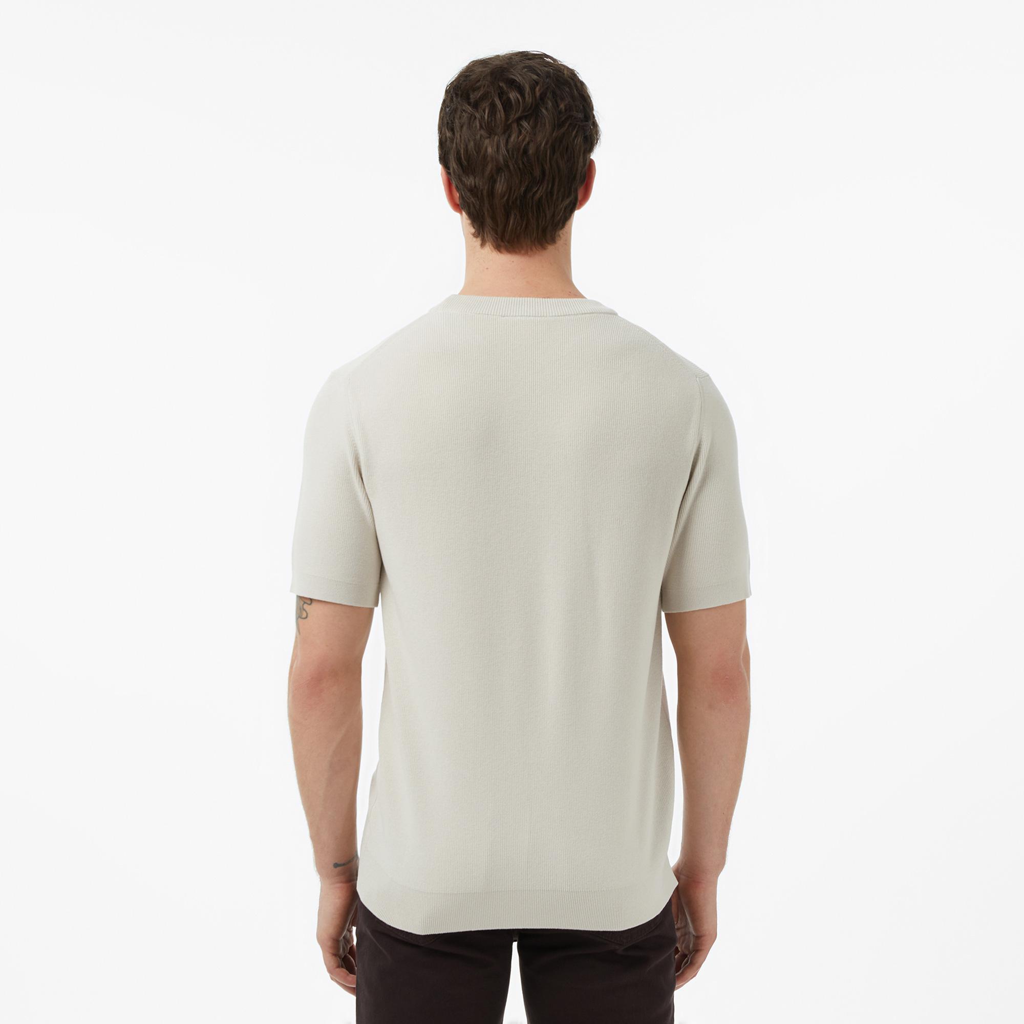 Lacoste Erkek Classic Fit Kısa Kollu Bisiklet Yaka Bej Triko