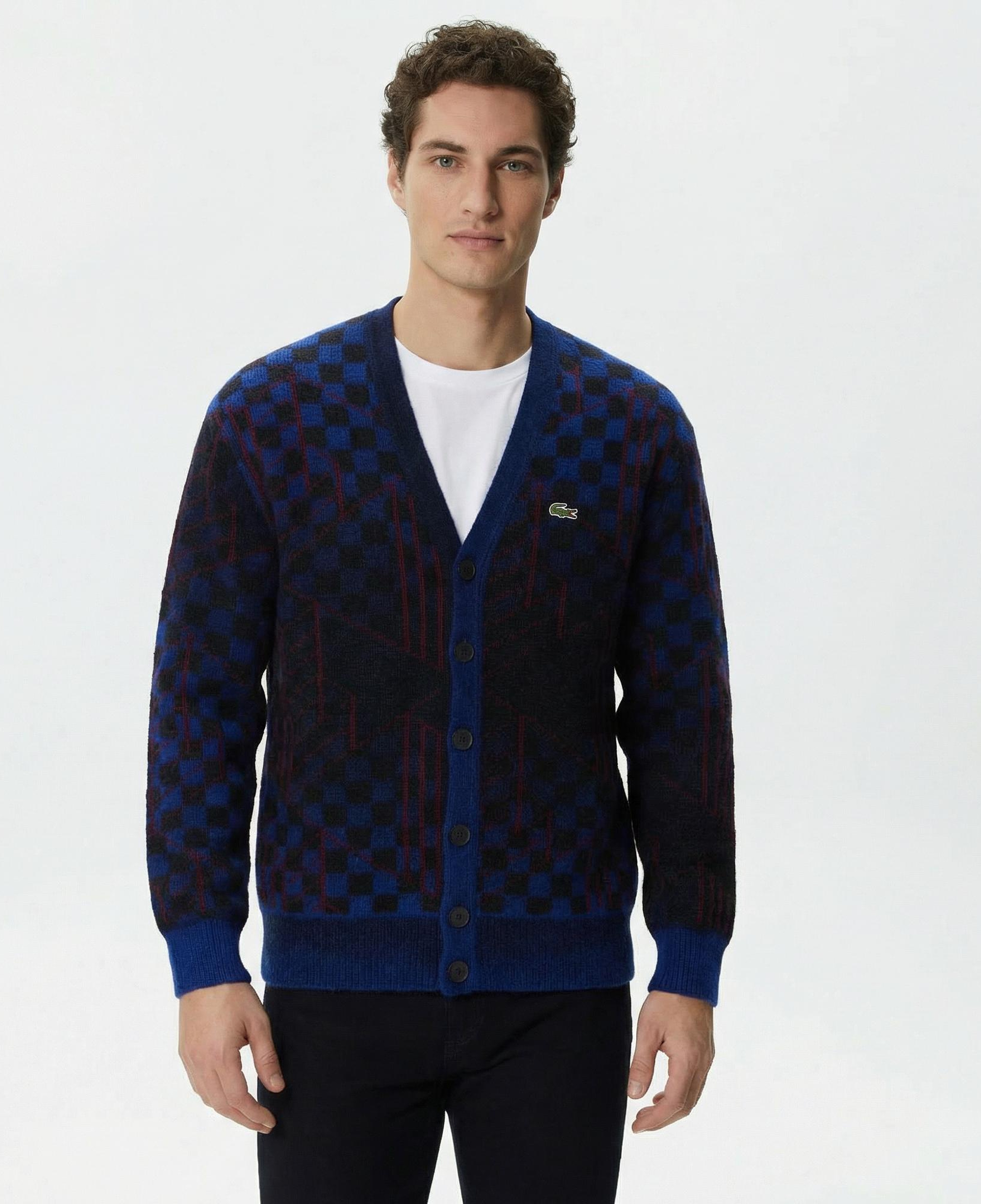 Lacoste Unisex Desenli Siyah Hırka