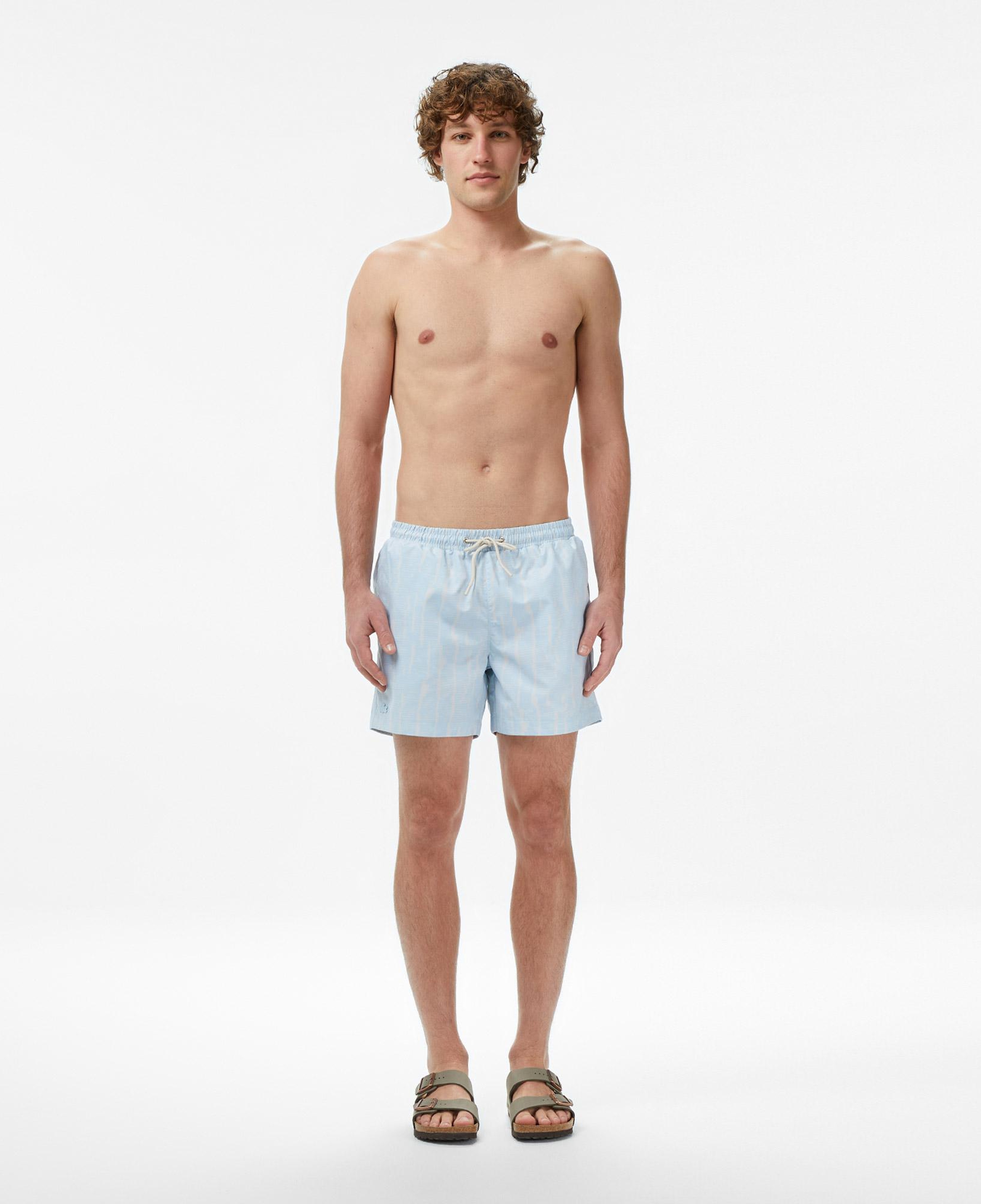 Lacoste Erkek Regular Fit Desenli Mavi Deniz Şortu
