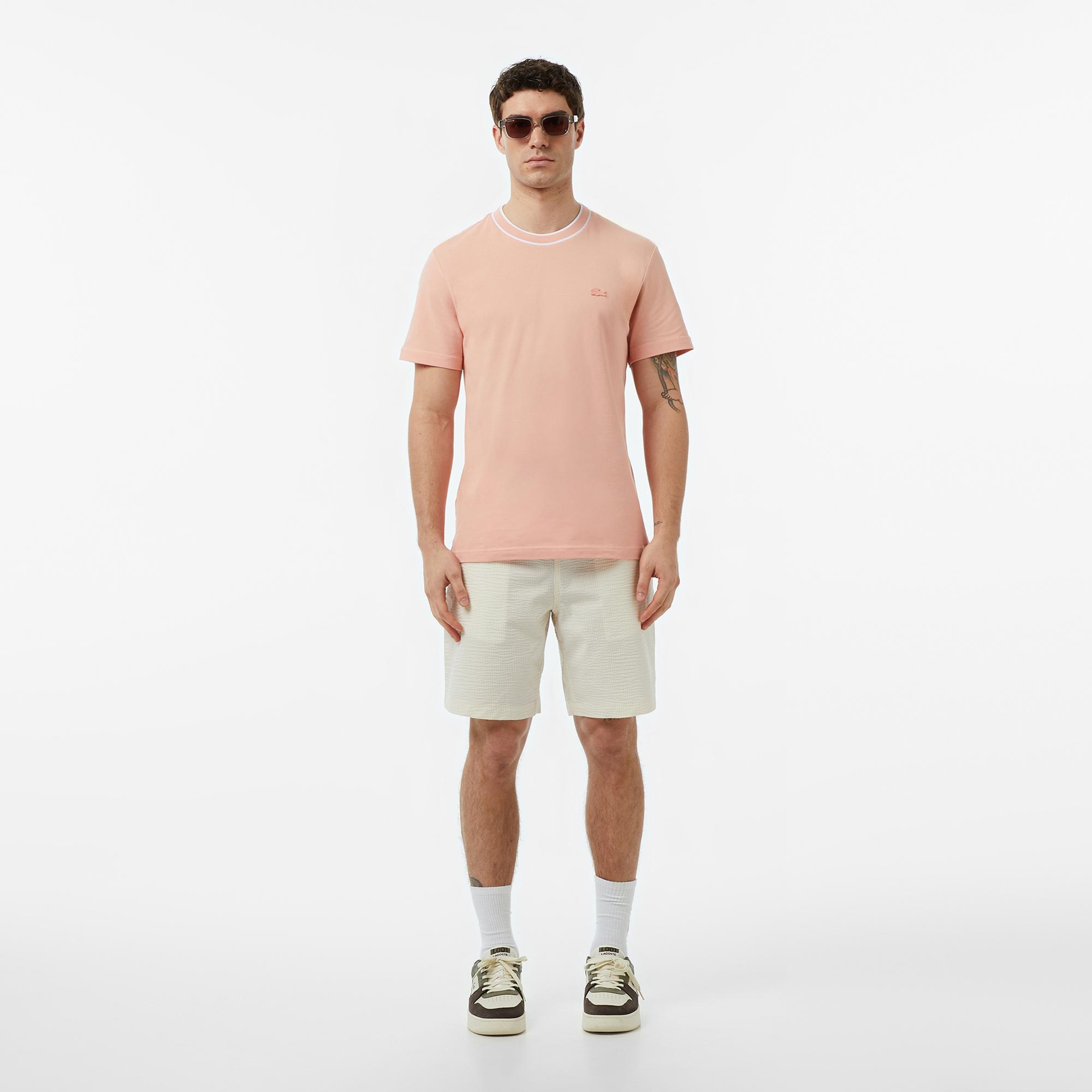 Lacoste Erkek Relaxed Fit Çizgili Beyaz Şort