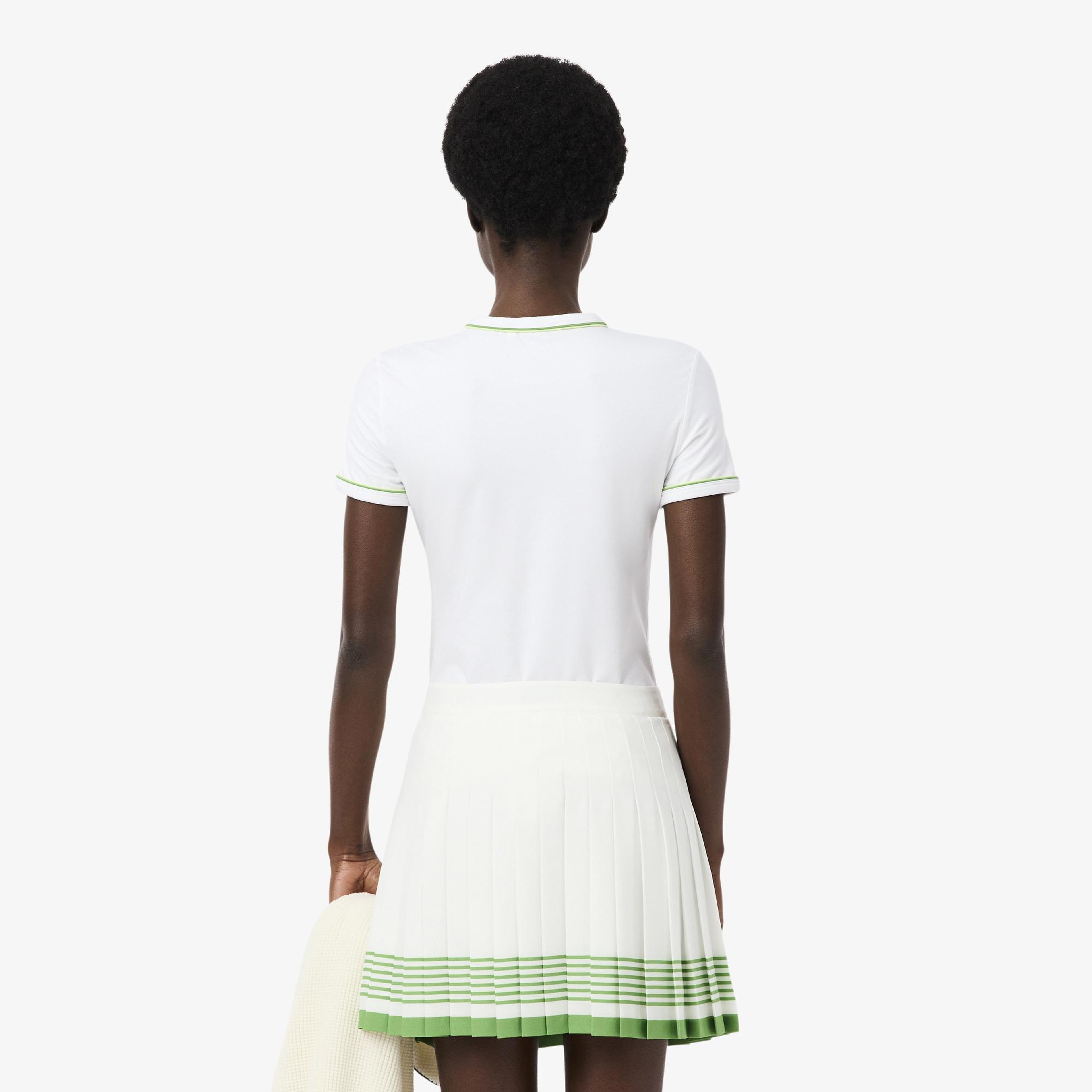 Lacoste Kadın Slim Fit Bisiklet Yaka Beyaz T-Shirt