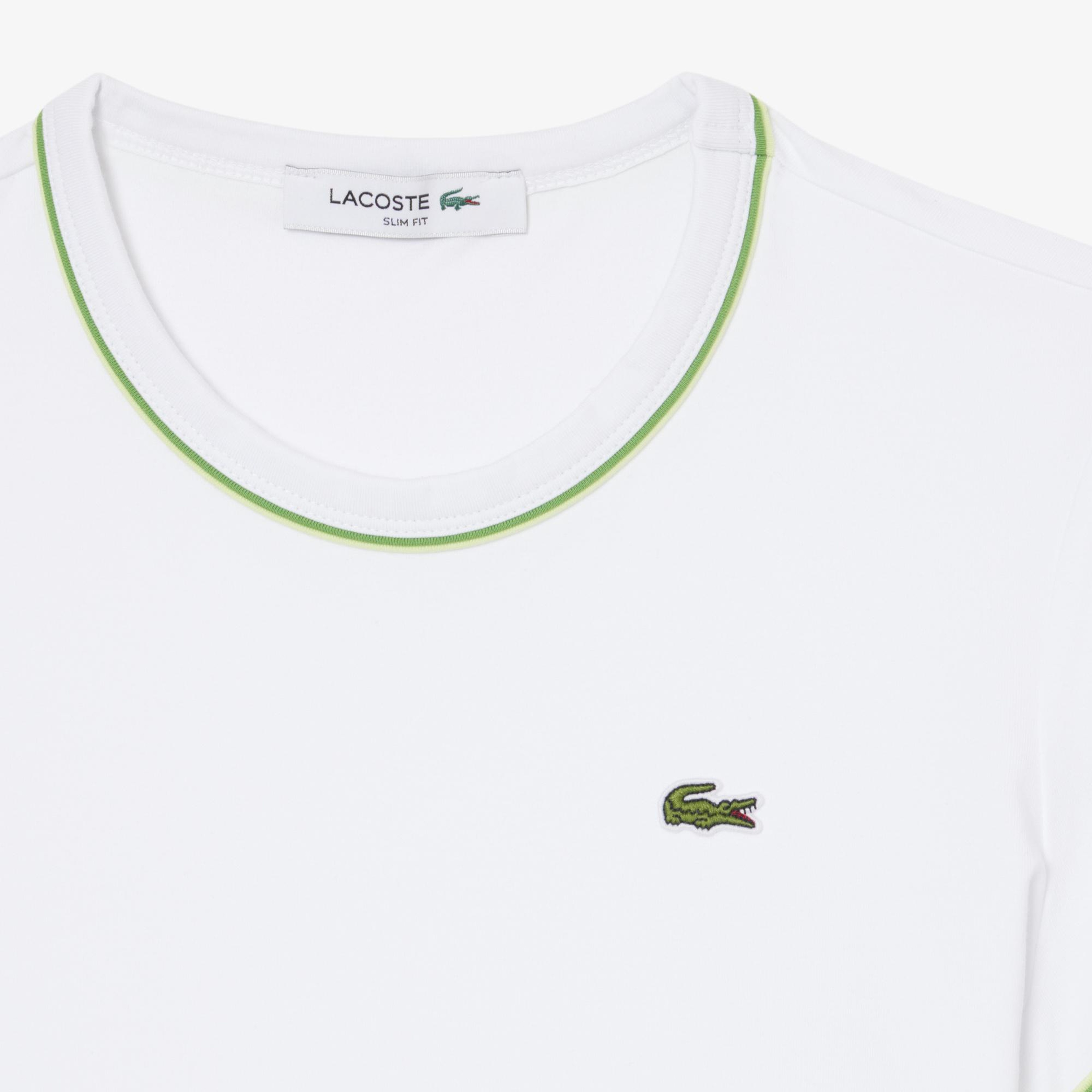 Lacoste Kadın Slim Fit Bisiklet Yaka Beyaz T-Shirt