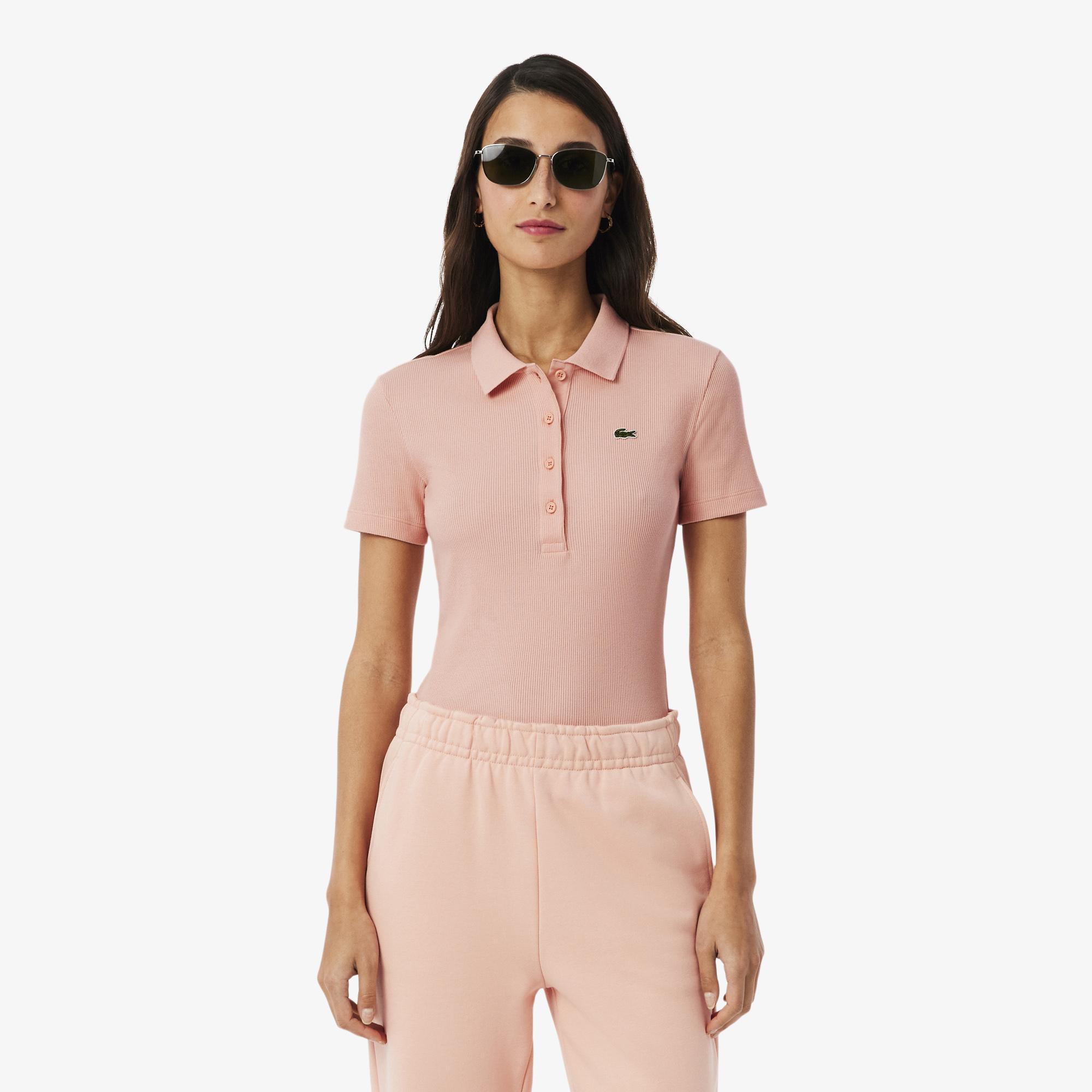Lacoste L.12.D Kadın Slim Fit Pembe Polo