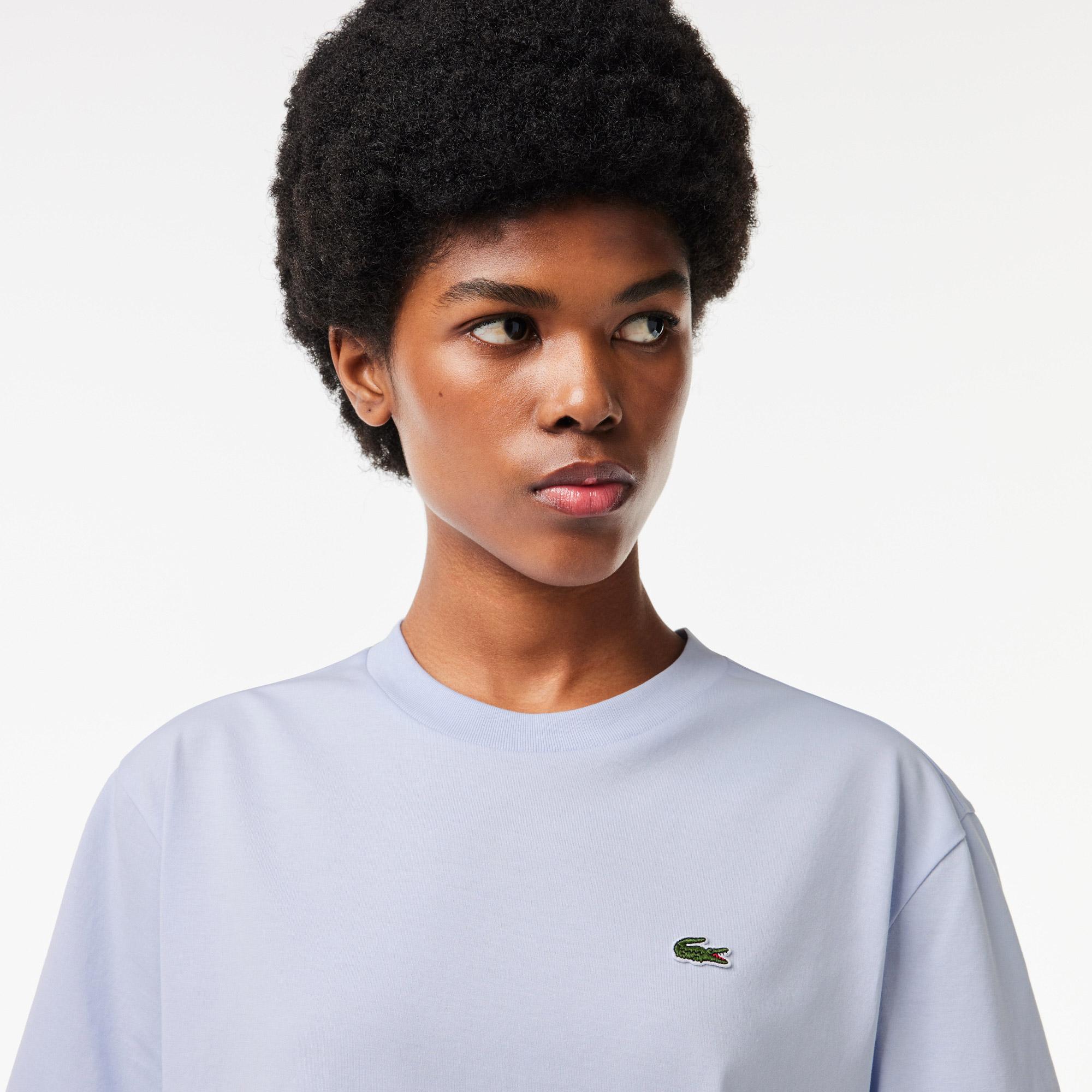 Lacoste Kadın Relaxed Fit Bisiklet Yaka Mavi T-Shirt