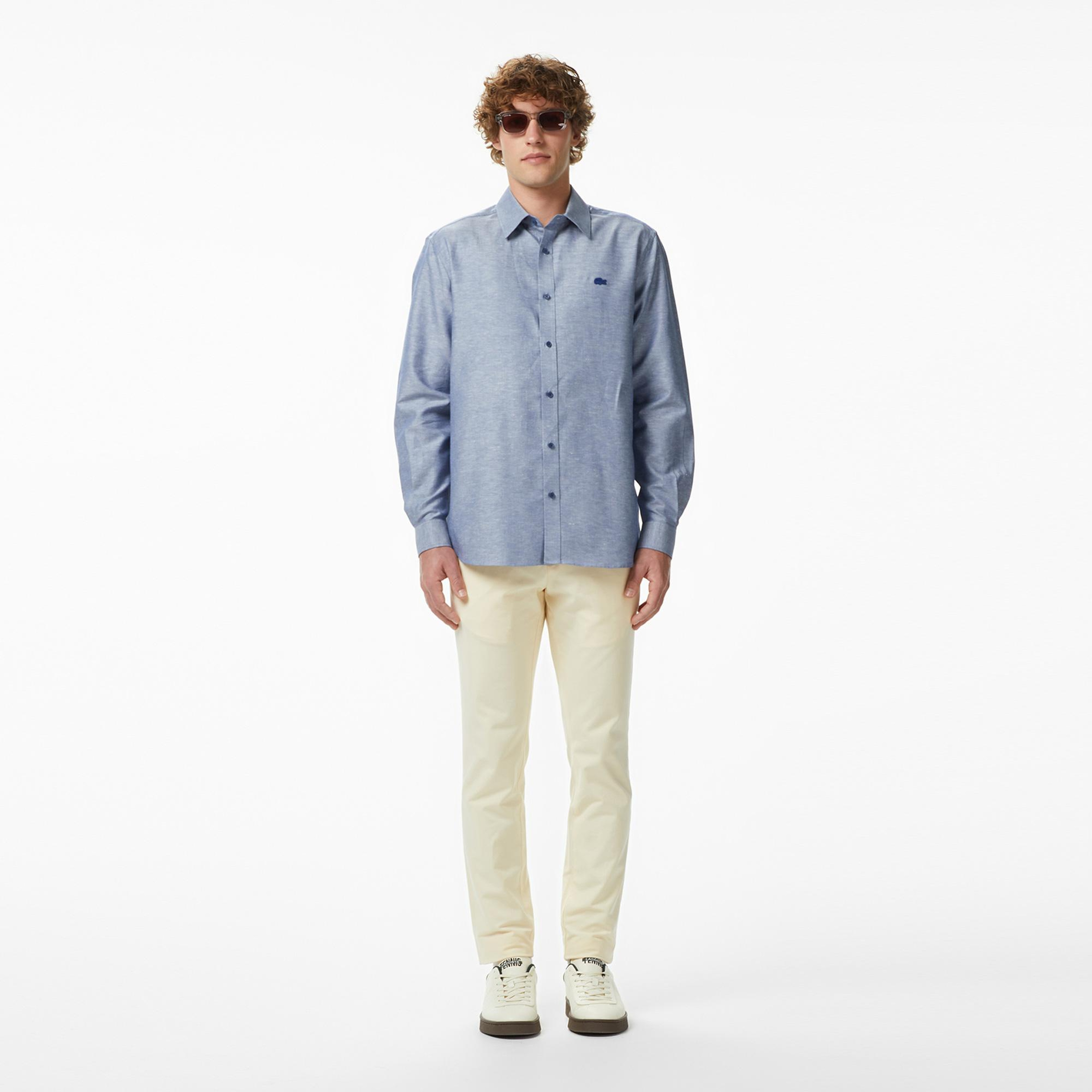 Lacoste Erkek Regular Fit Düğmeli Yaka Koyu Mavi Gömlek