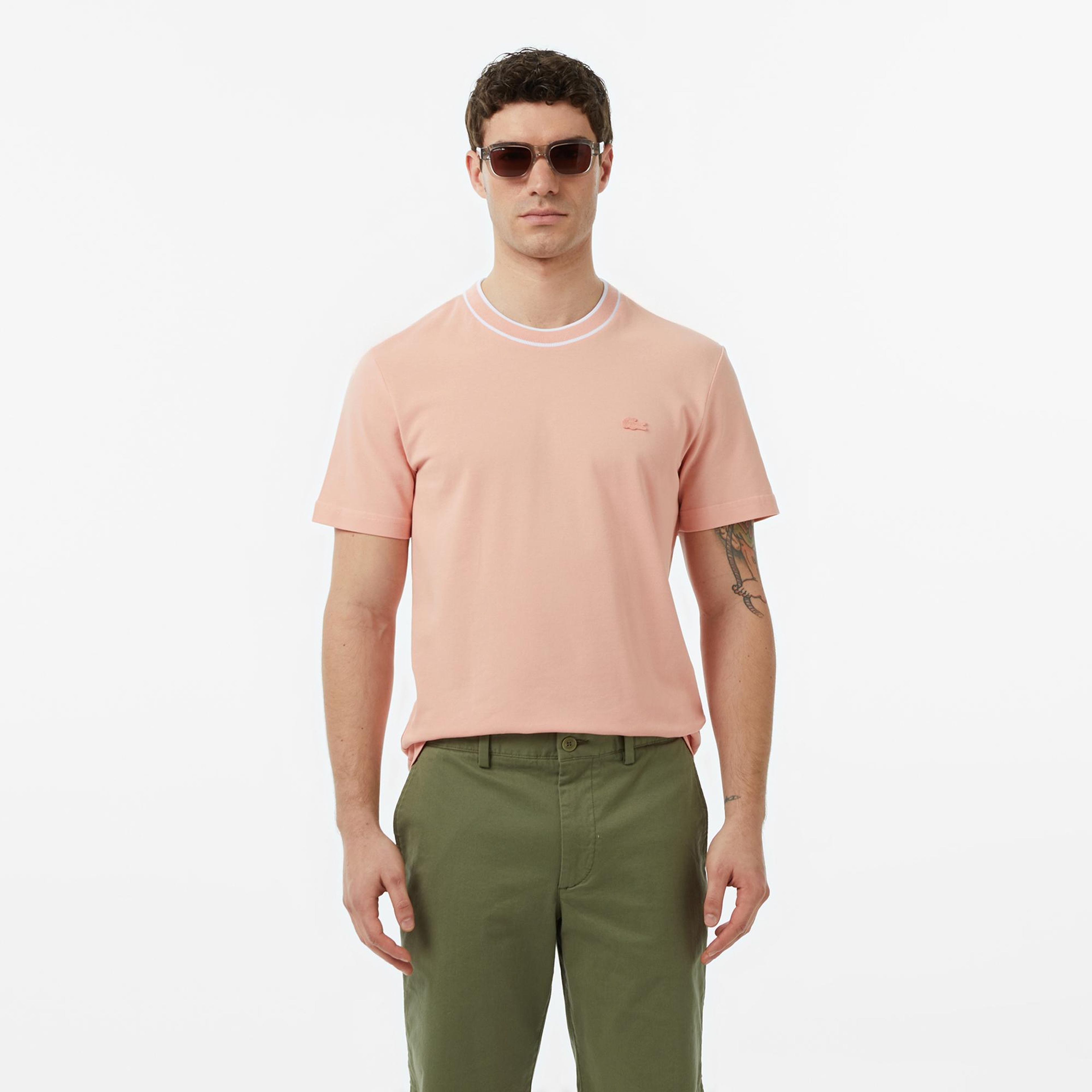 Lacoste Erkek Regular Fit Bisiklet Yaka Pembe T-Shirt