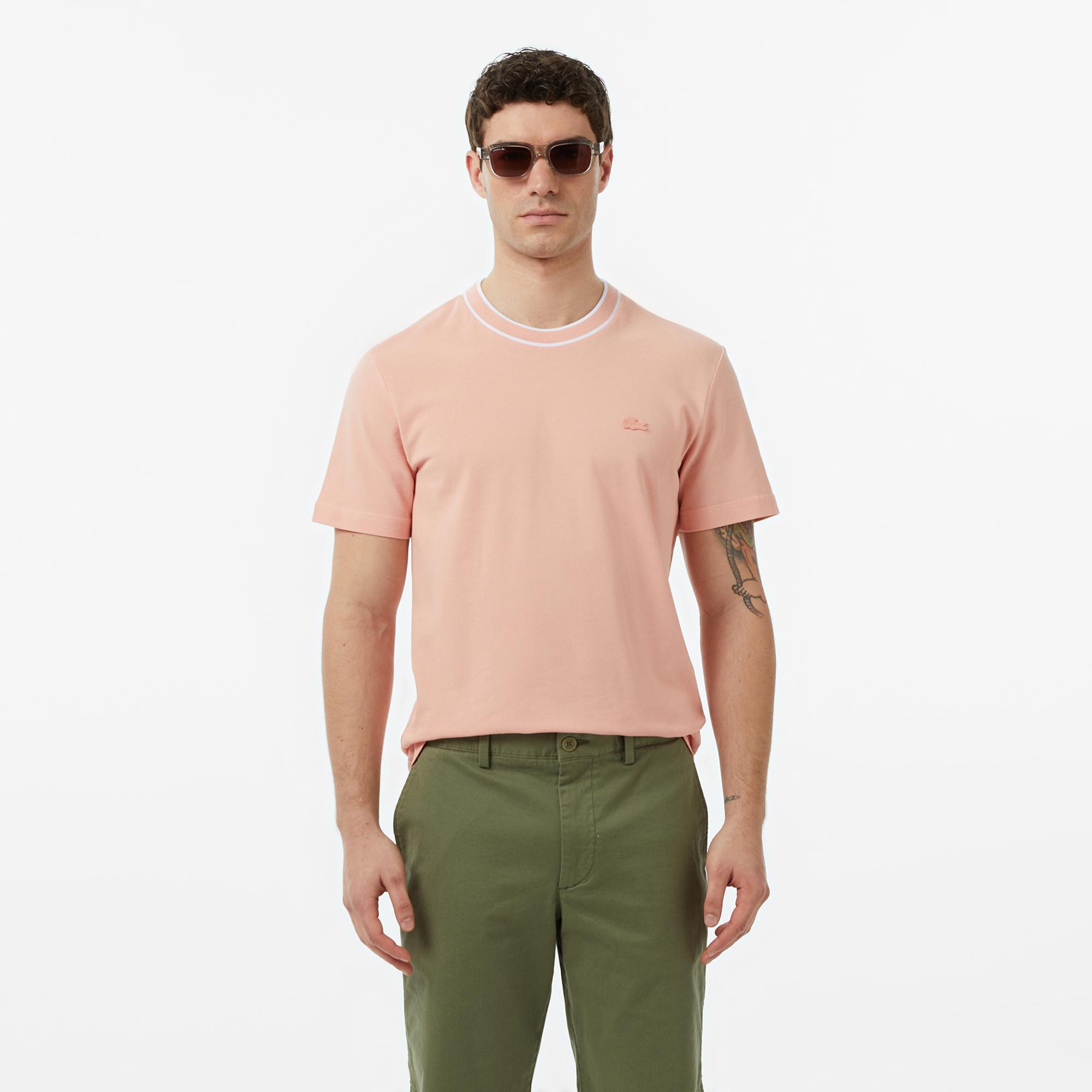 Lacoste Erkek Regular Fit Bisiklet Yaka Pembe T-Shirt
